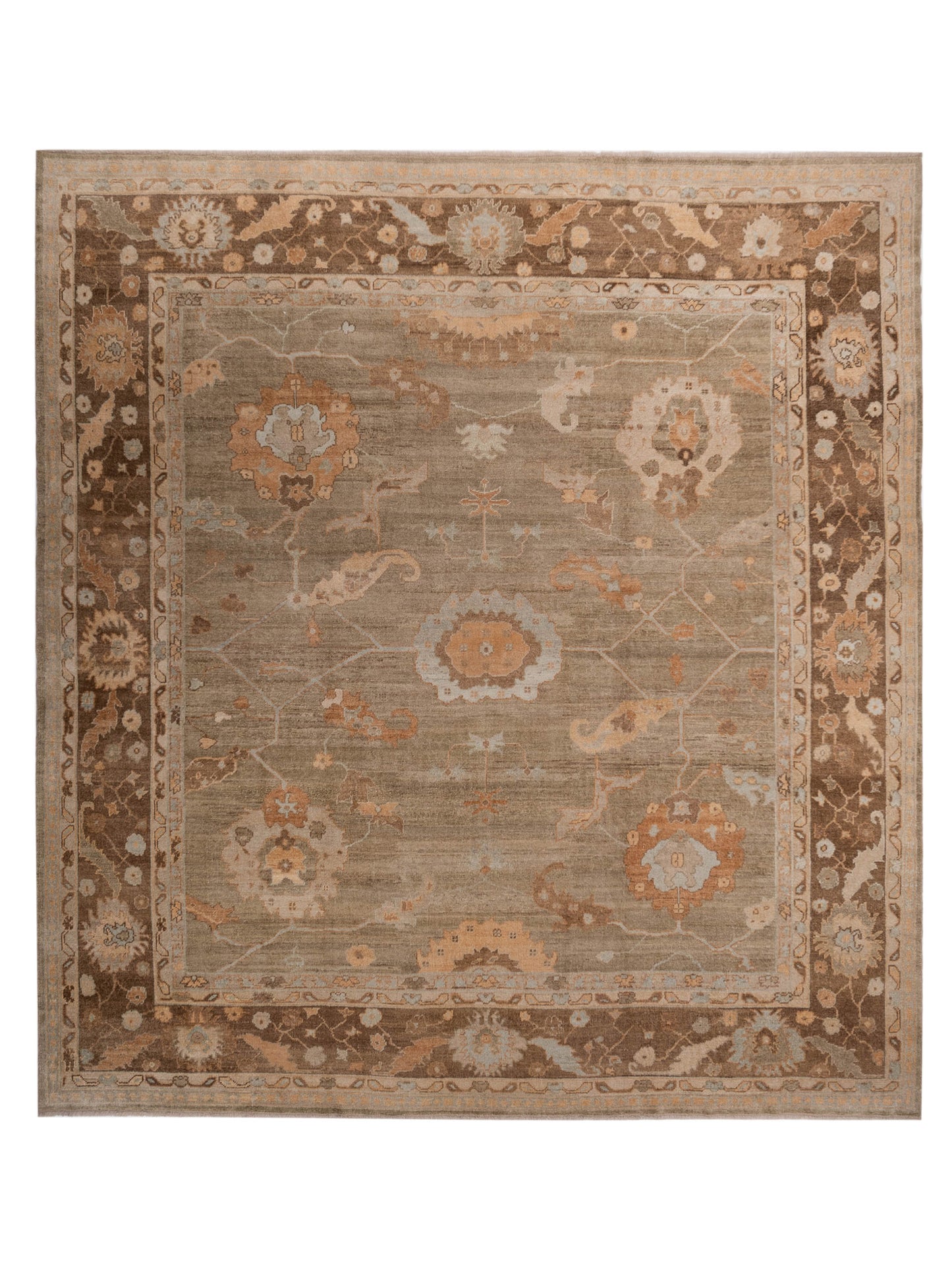 Anadol Angora Oushak Green Brown Traditional