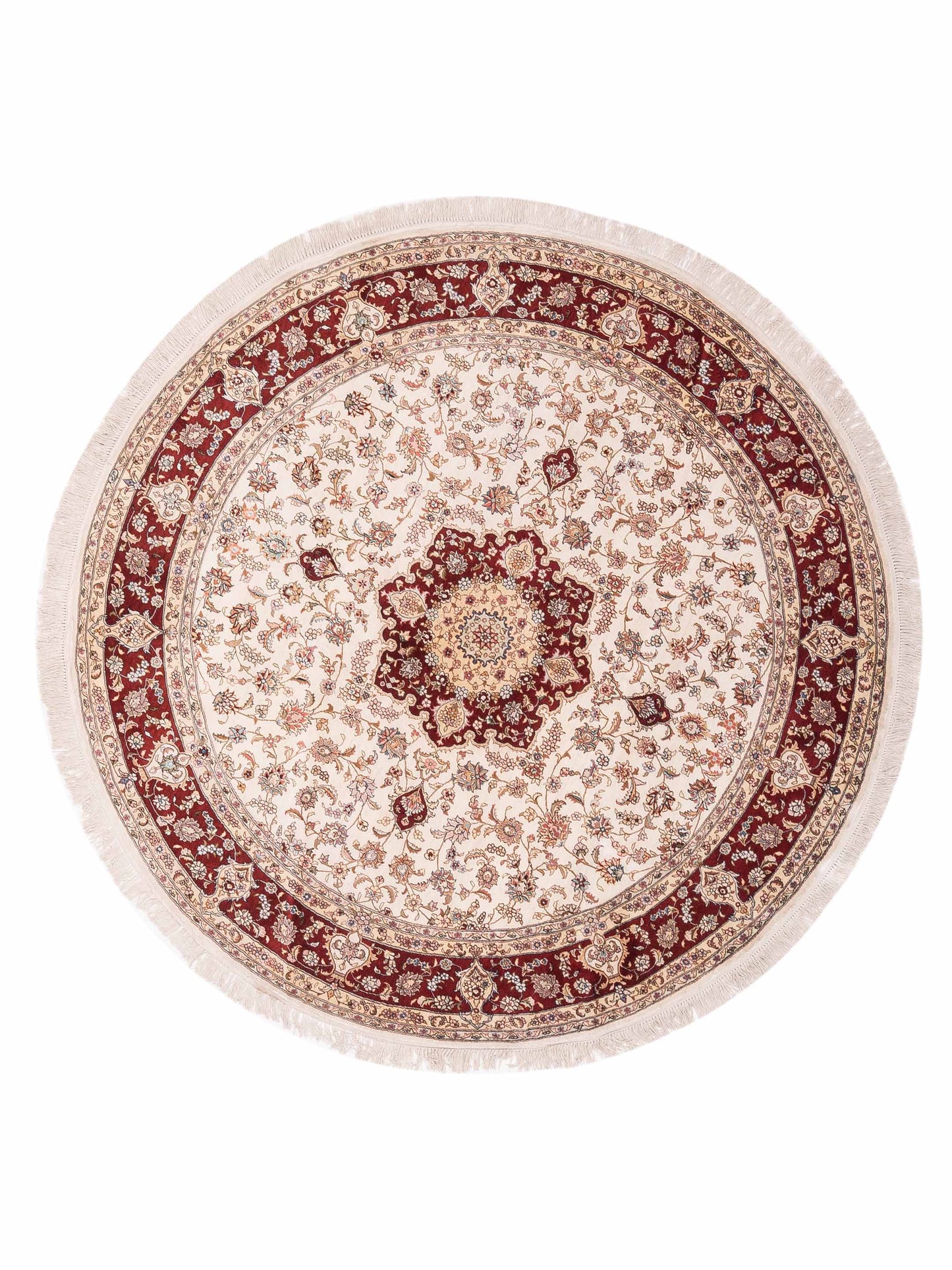 Pasha Pure Silk Ivory Red Traditional