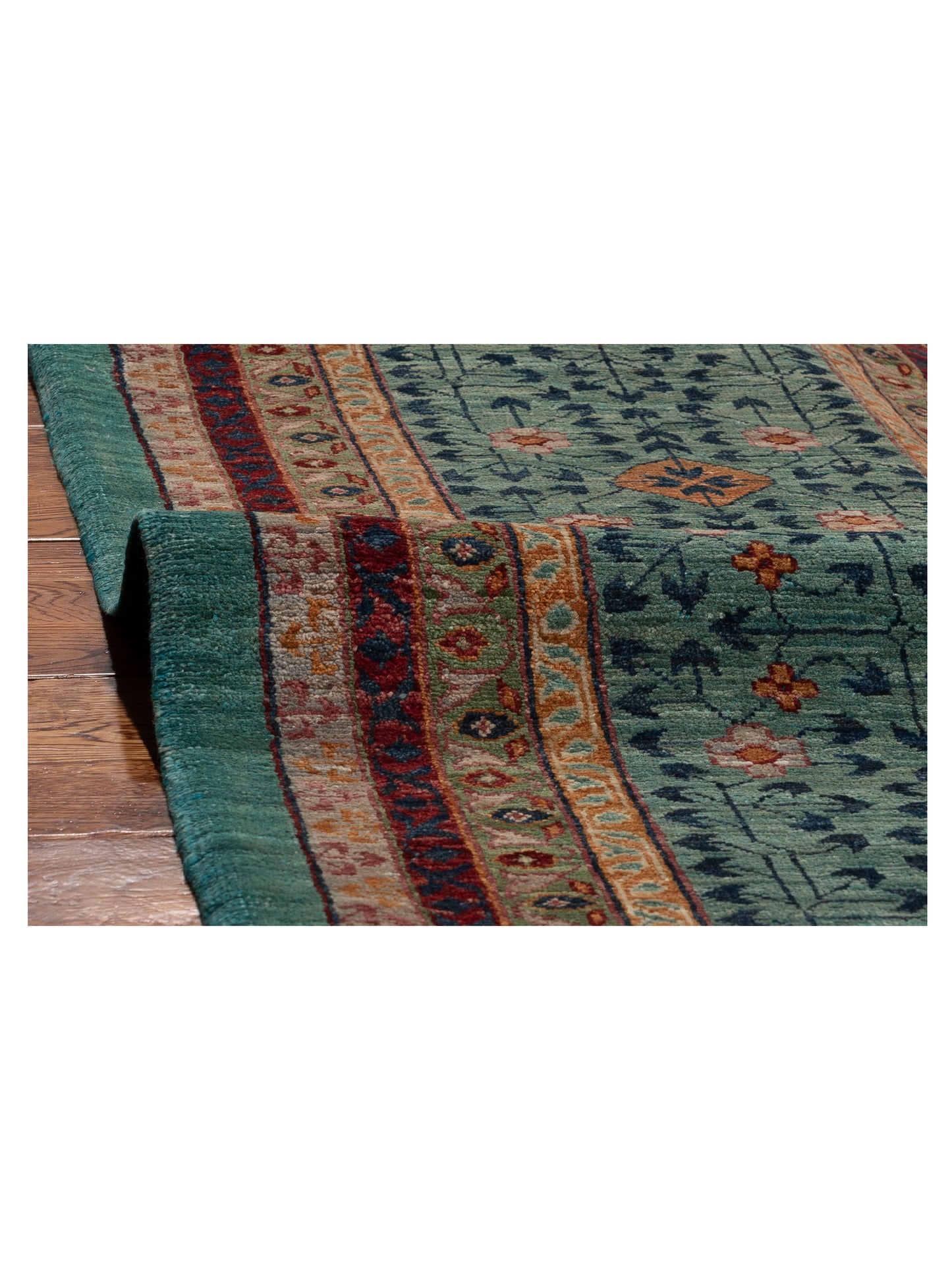 Artisan Mamluk 154715 Green Blue 13.6x16.8 Hand Knotted Rug
