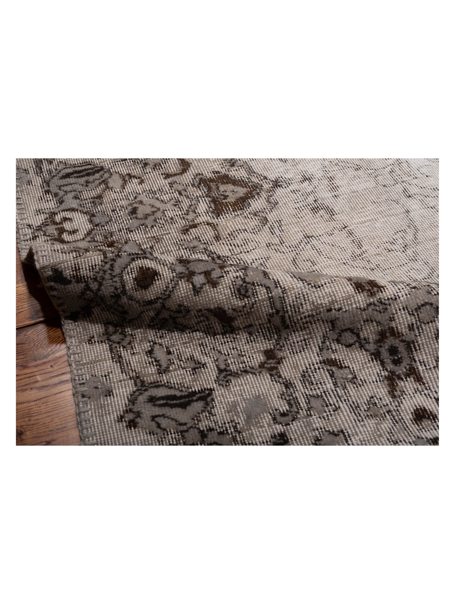 Turkish Vestige Patchwork 125425 Light Gray 11.11x17.8 Hand Knotted Rug