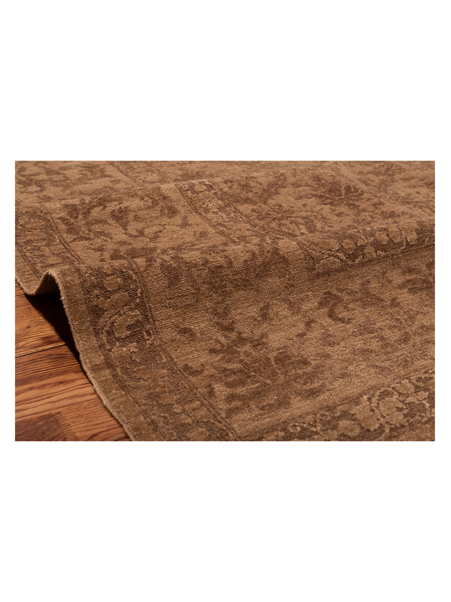 Defne Begonia Dark Brown Brown 9.4x11.11 Hand Knotted Rug