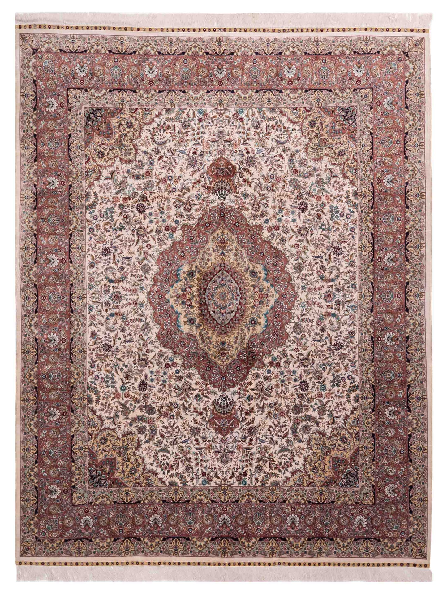 Pasha Pure Silk Ivory Plum Traditional