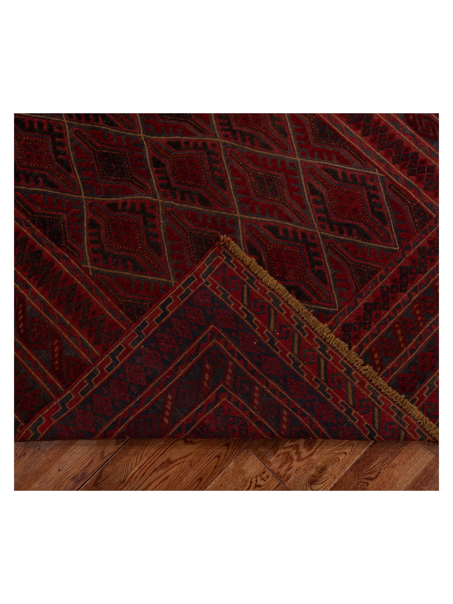 Afghan Soumak 121805 Charcoal Red 4.10x6.5 Hand Woven Rug