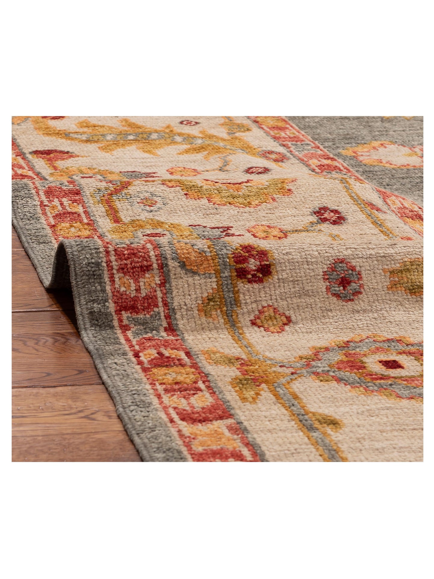 Angora Oushak 156116 Green Ivory 10.4x13.8 Hand Knotted Rug