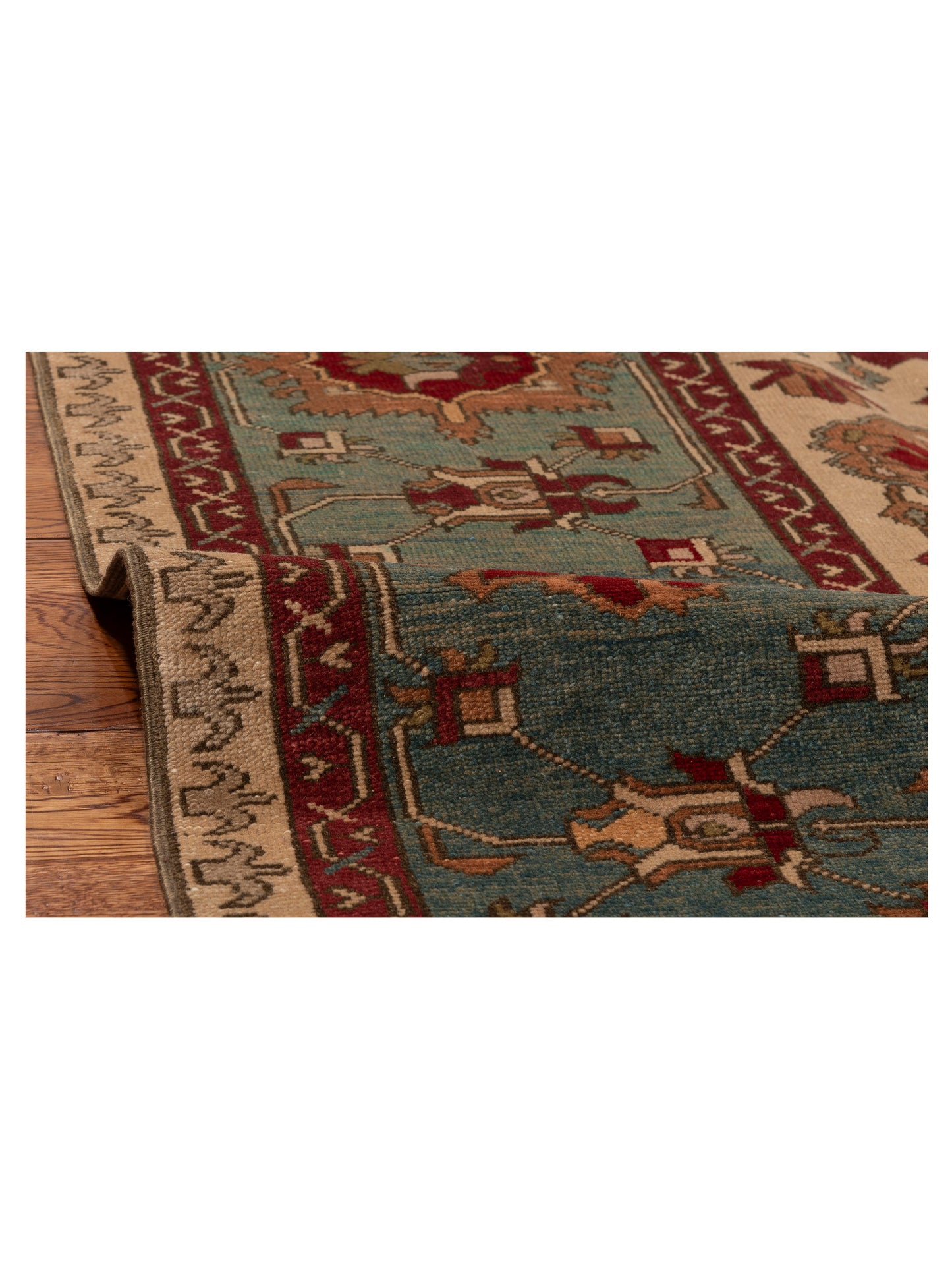Antique Loom 104457 Ivory Blue 7.6x9.11 Hand Knotted Rug