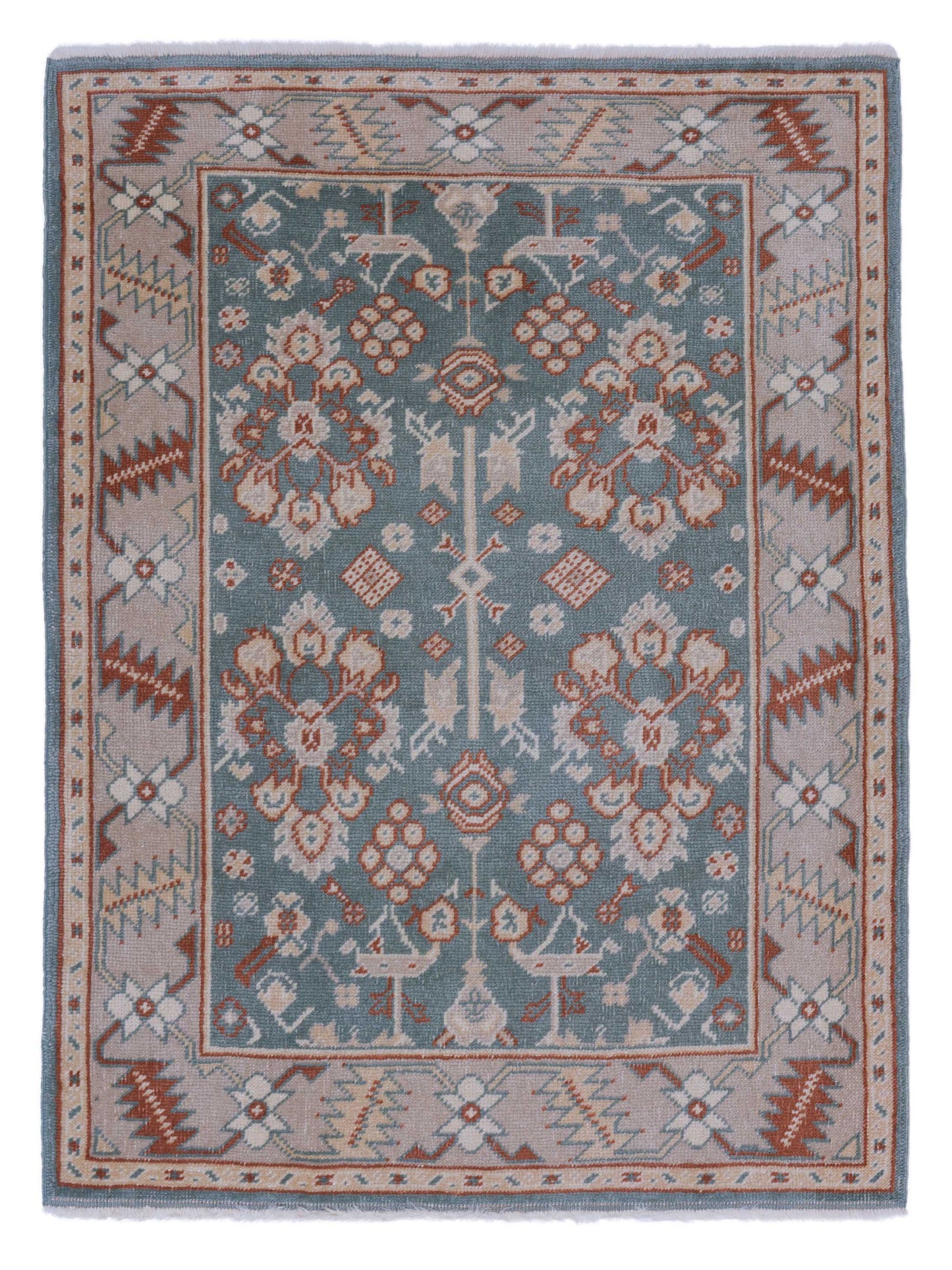 Pasha Anadol Oushak Green Camel Transitional