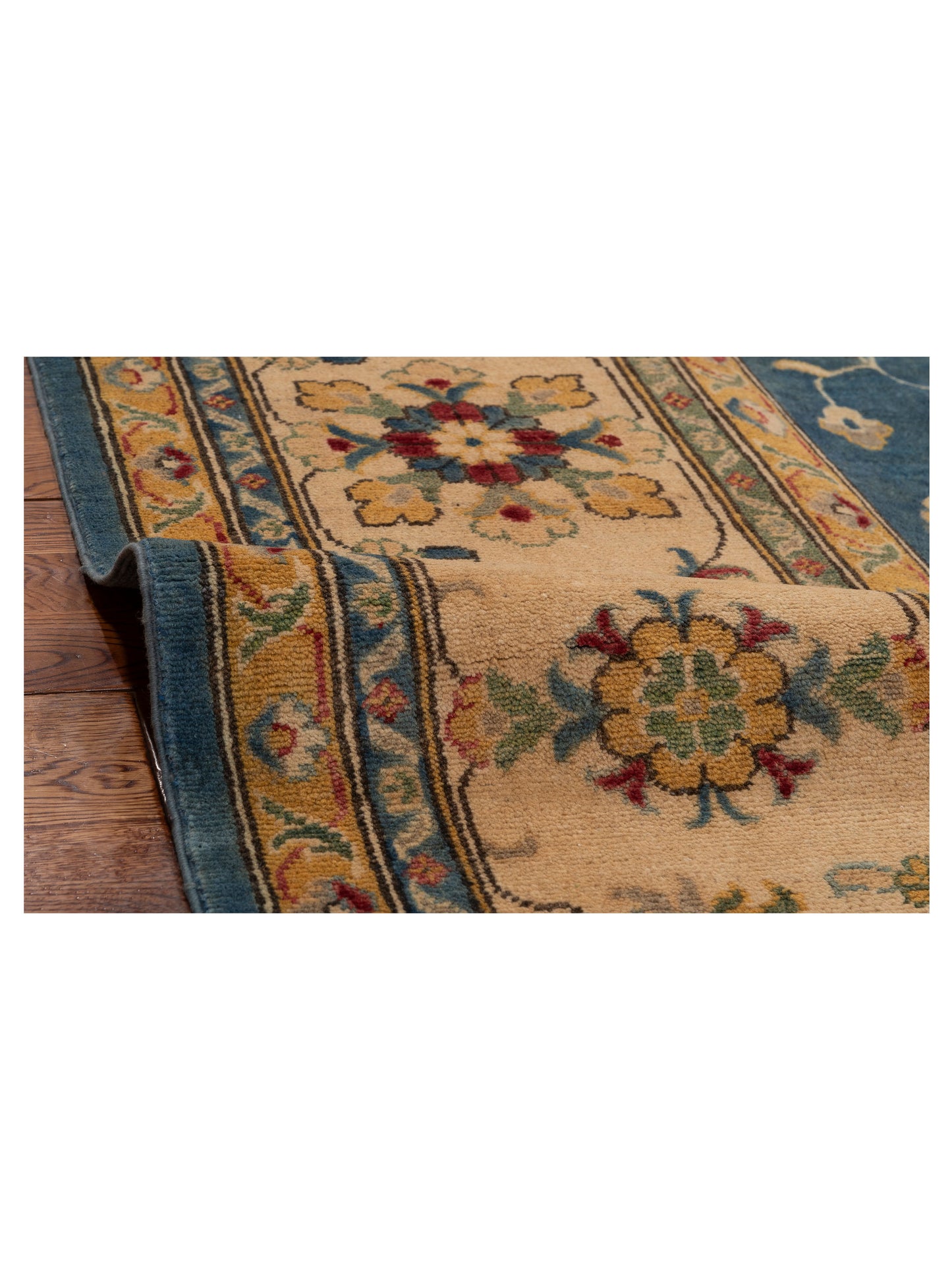 Agra 151925 Blue Ivory 8.11x11.8 Hand Knotted Rug