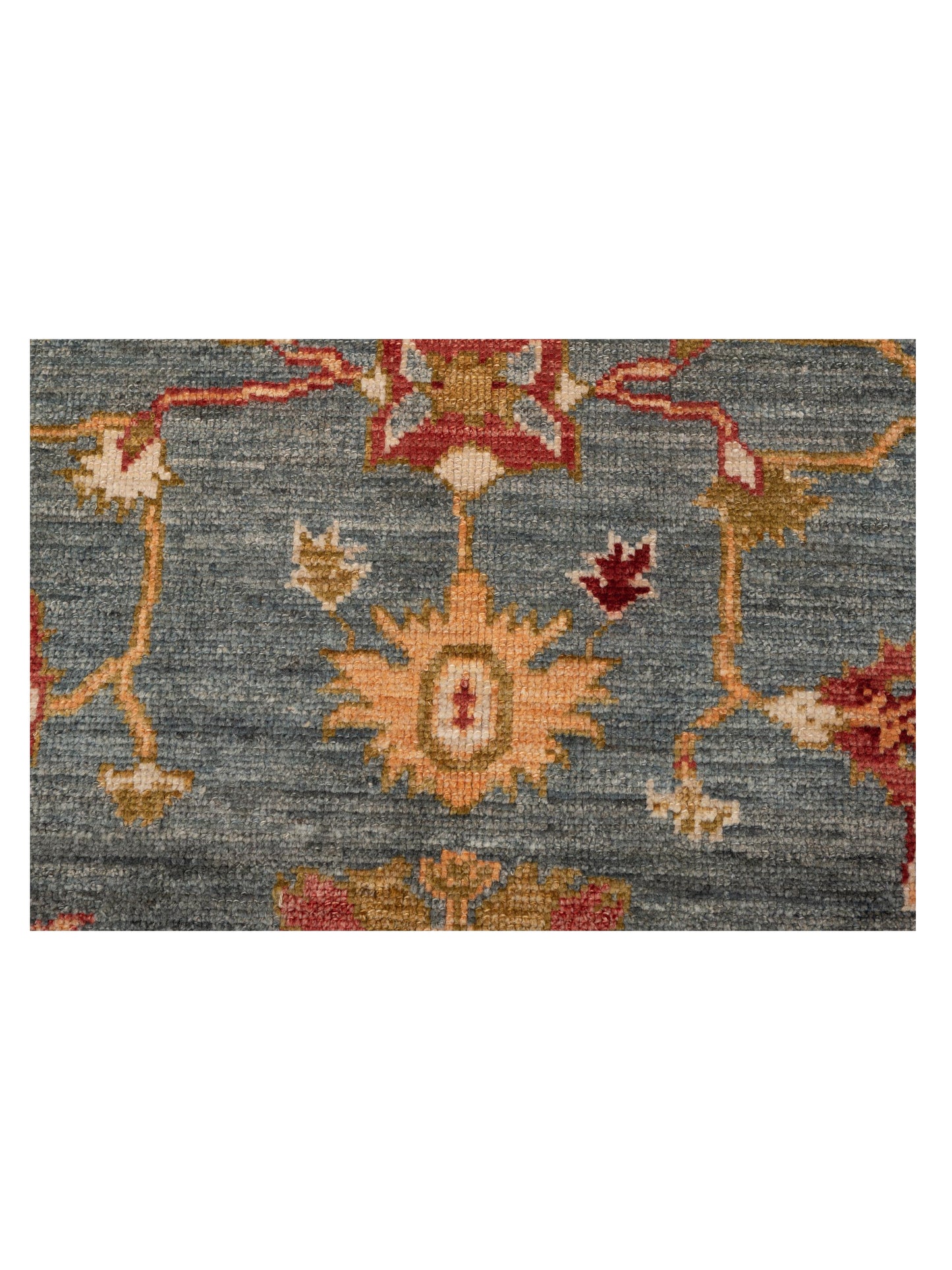 Angora Oushak 134541 Teal Blue Gold 6.3x12 Hand Knotted Rug