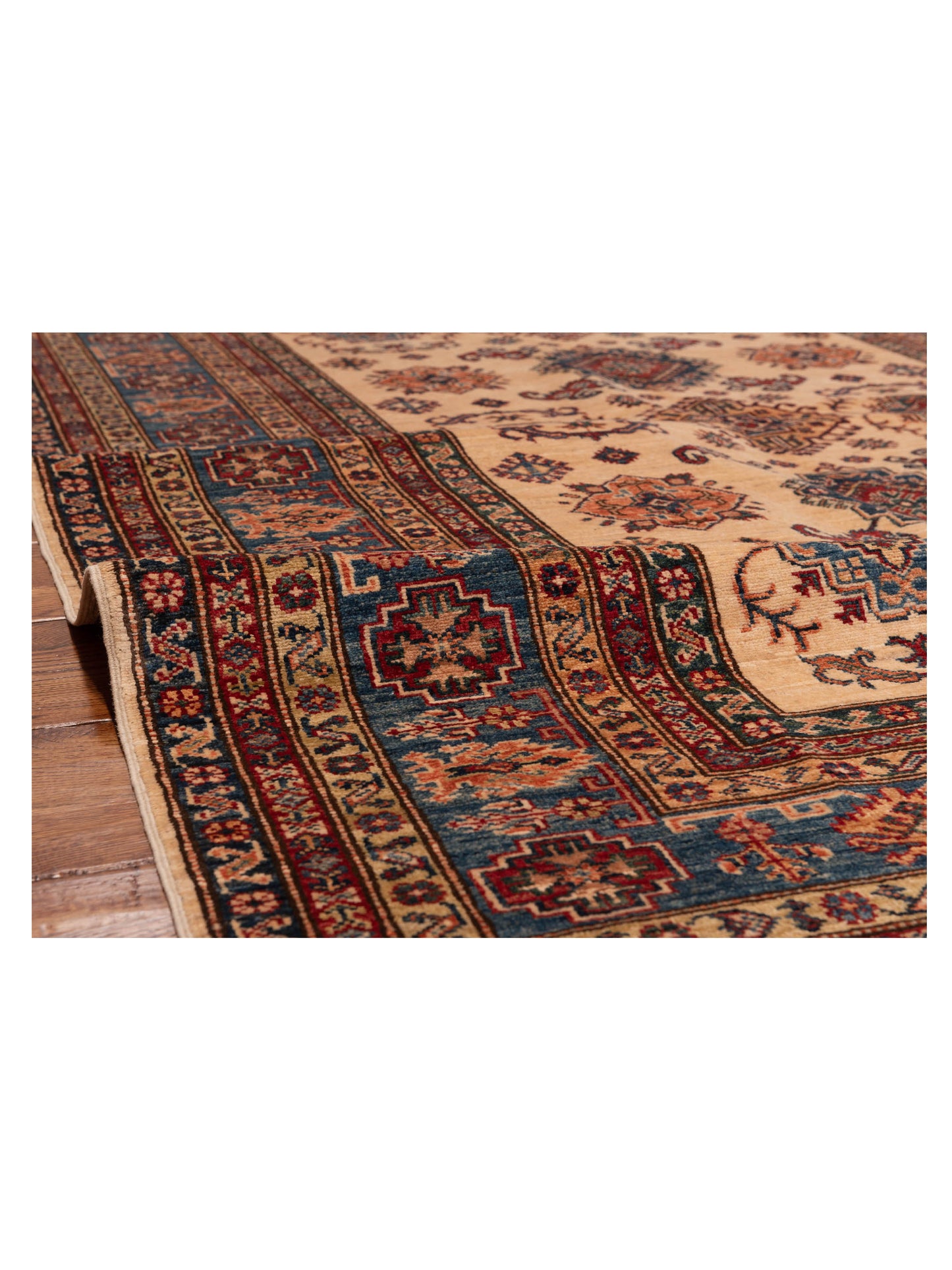 Kazak 148933 Ivory Navy 5.9x8.1 Hand Knotted Rug