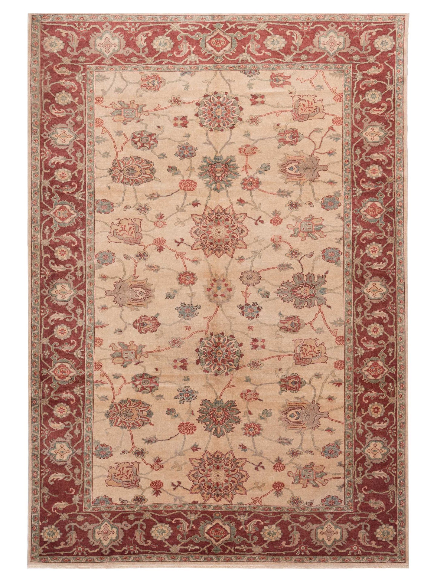Pasha Antique Loom Beige Burgundy Traditional