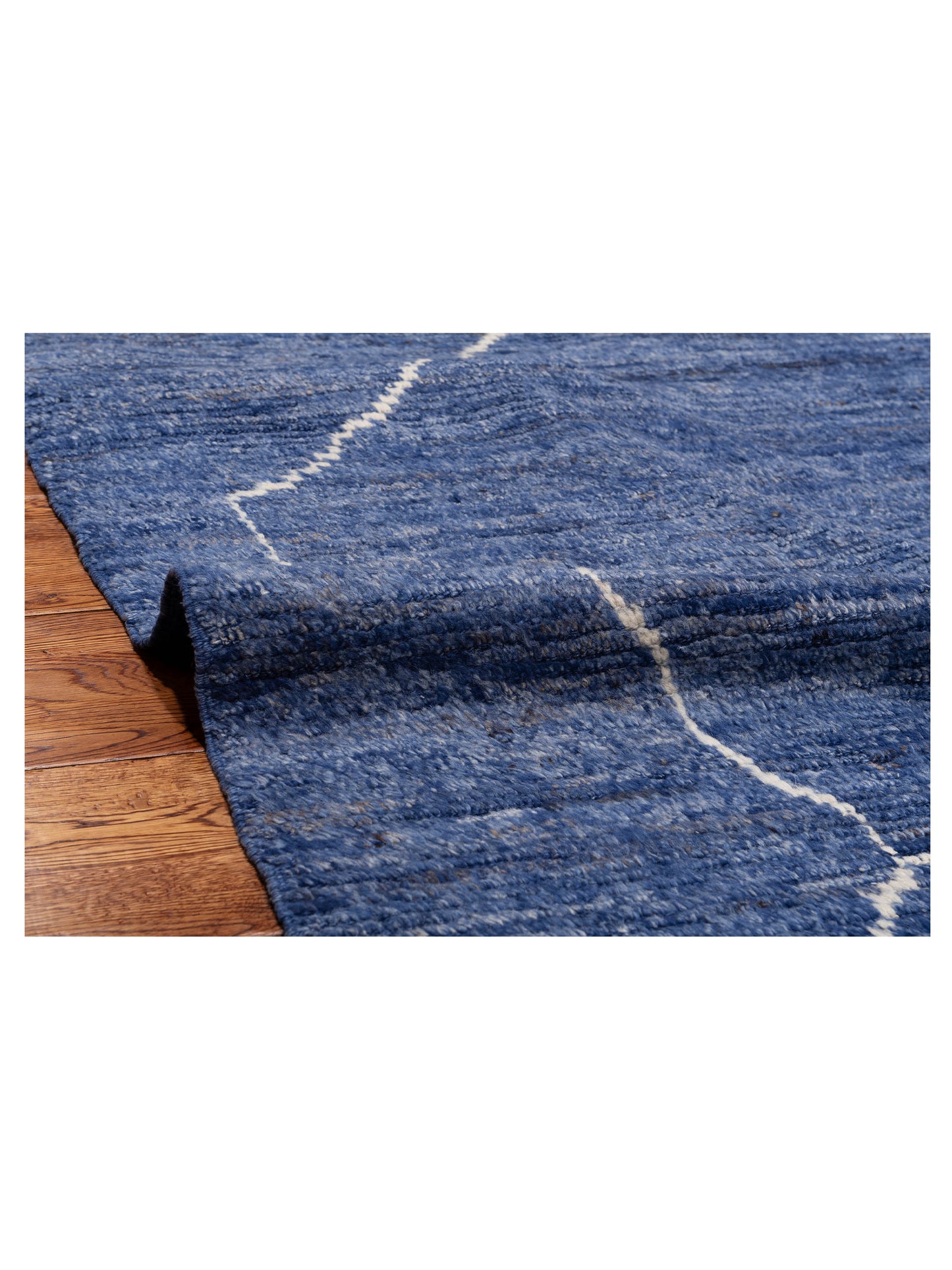 Berber Efes Dark Blue Ivory 11.8x16.3 Hand Knotted Rug