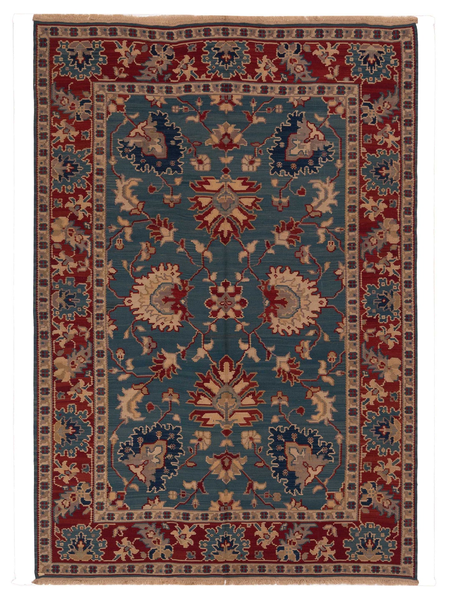 Pasha Transilvanian Kilim Green Red Traditional