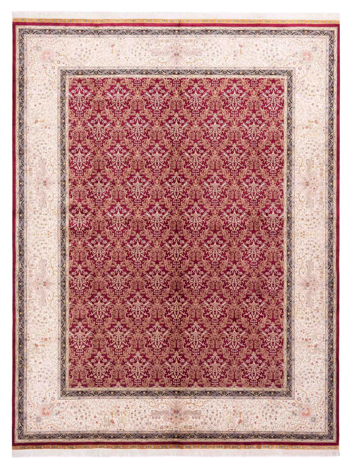 Pasha Pure Silk Red Ivory Traditional