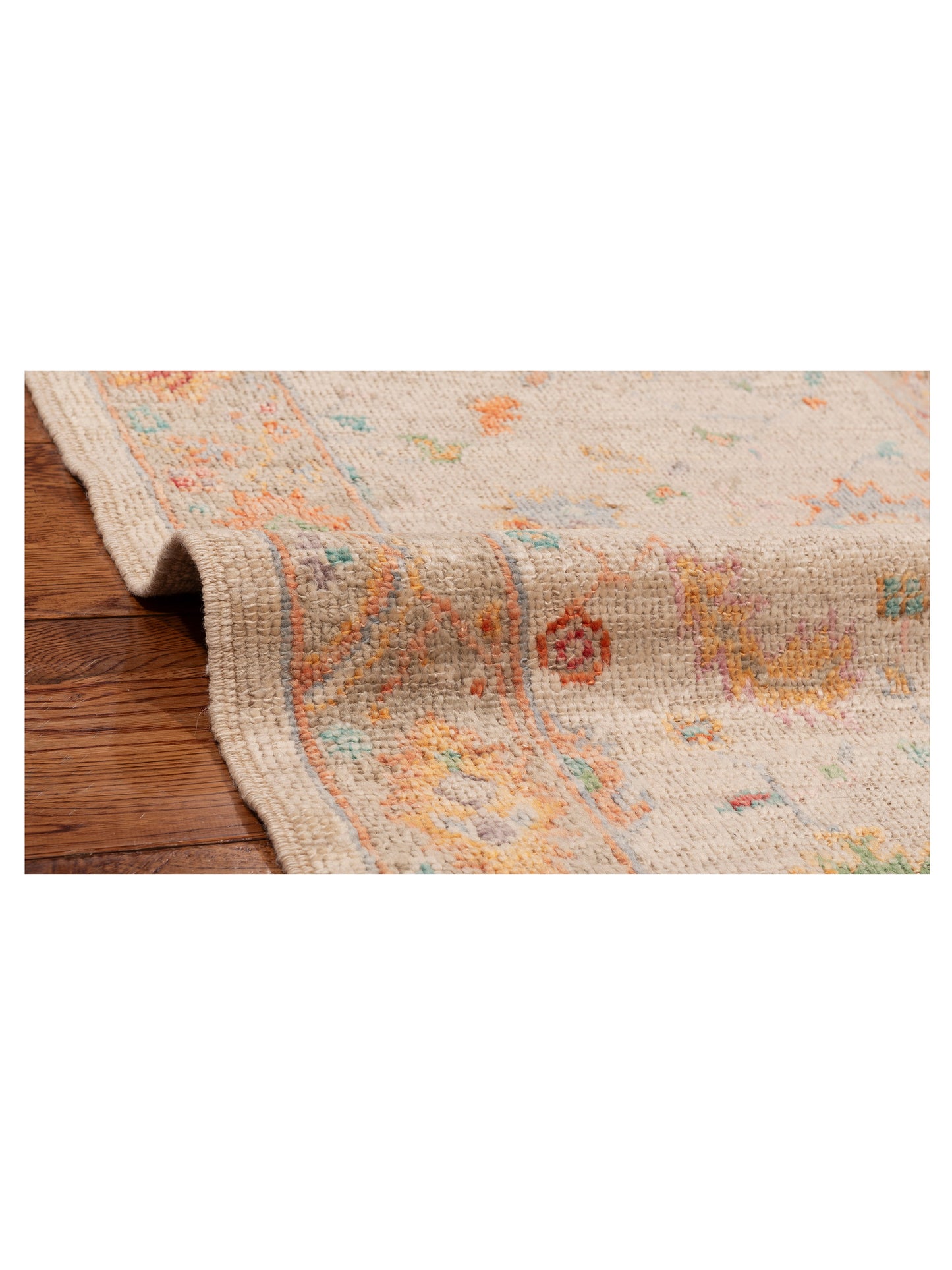 Angora Oushak 145770 Ivory Silver 2.6x11.4 Hand Knotted Rug