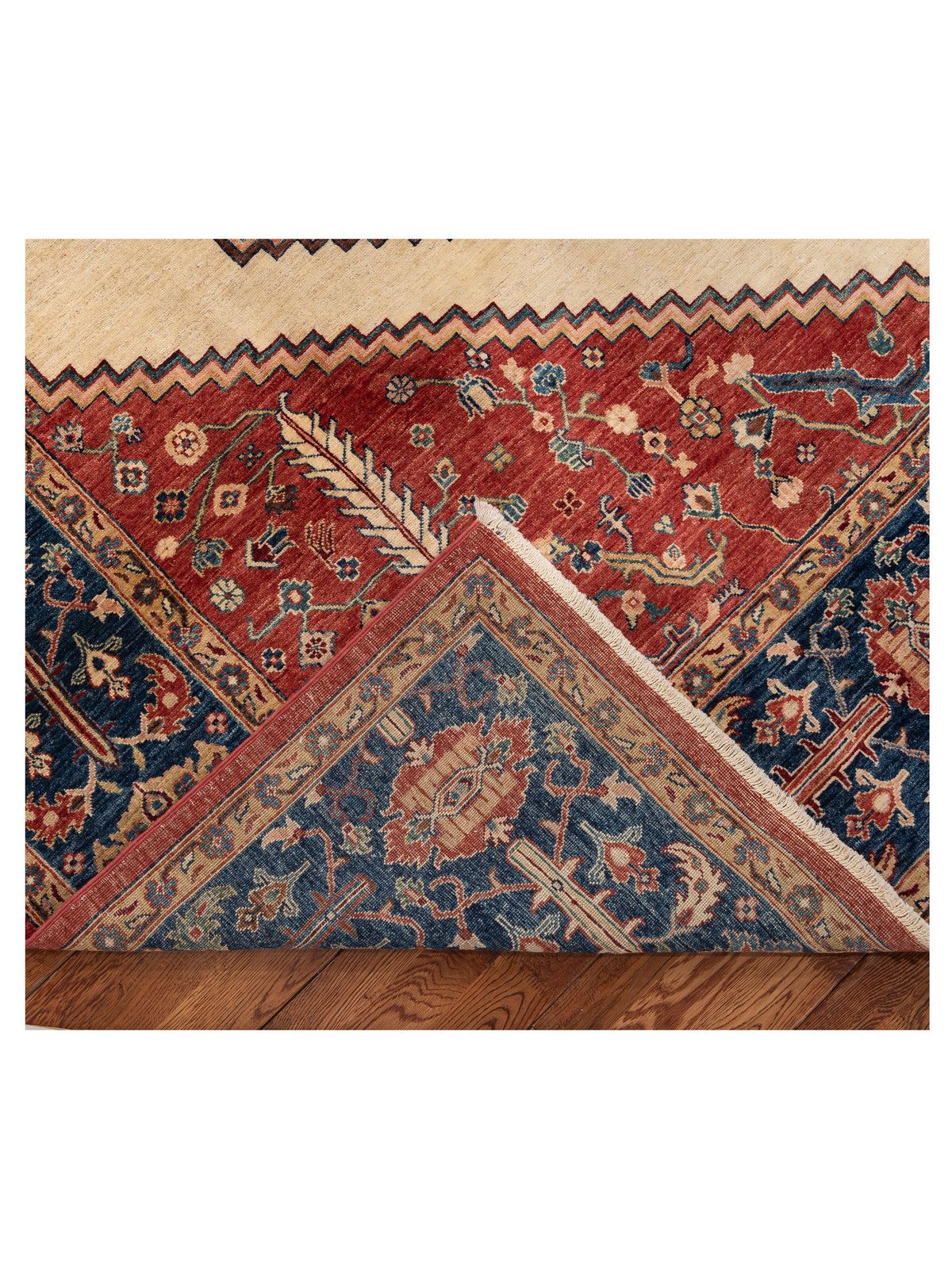 Akcha 152294 Red Blue 8.10x11.11 Hand Knotted Rug