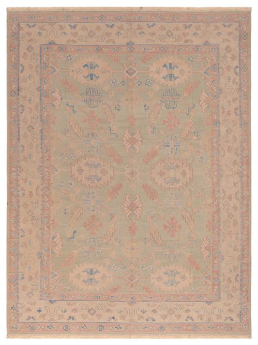 Transilvanian Kilim 66513 Green Beige 8.2x10.9 Hand Woven Rug