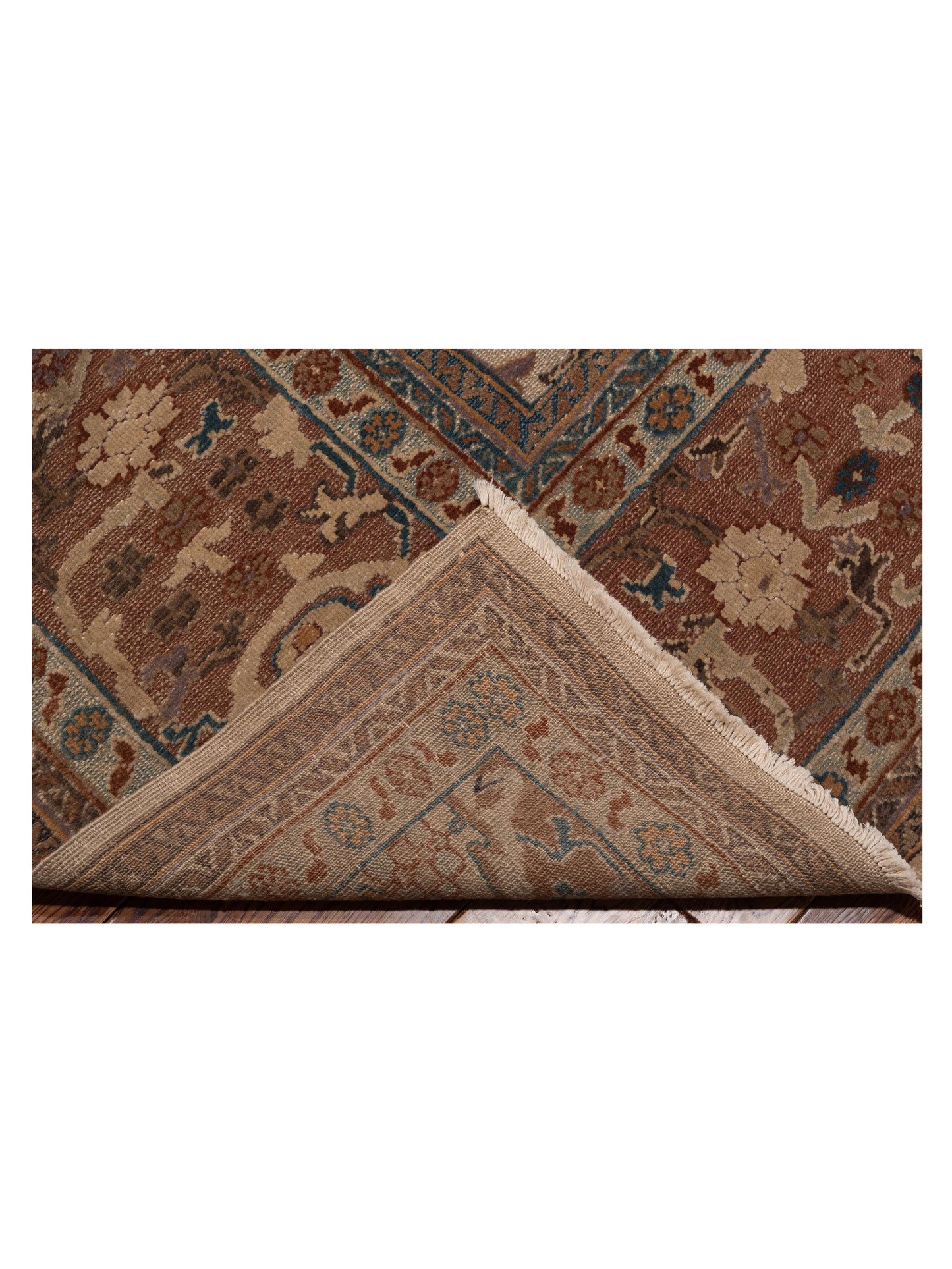 Turkish Elvan 71483 Ivory Brown 11.11x17.1 Hand Knotted Rug