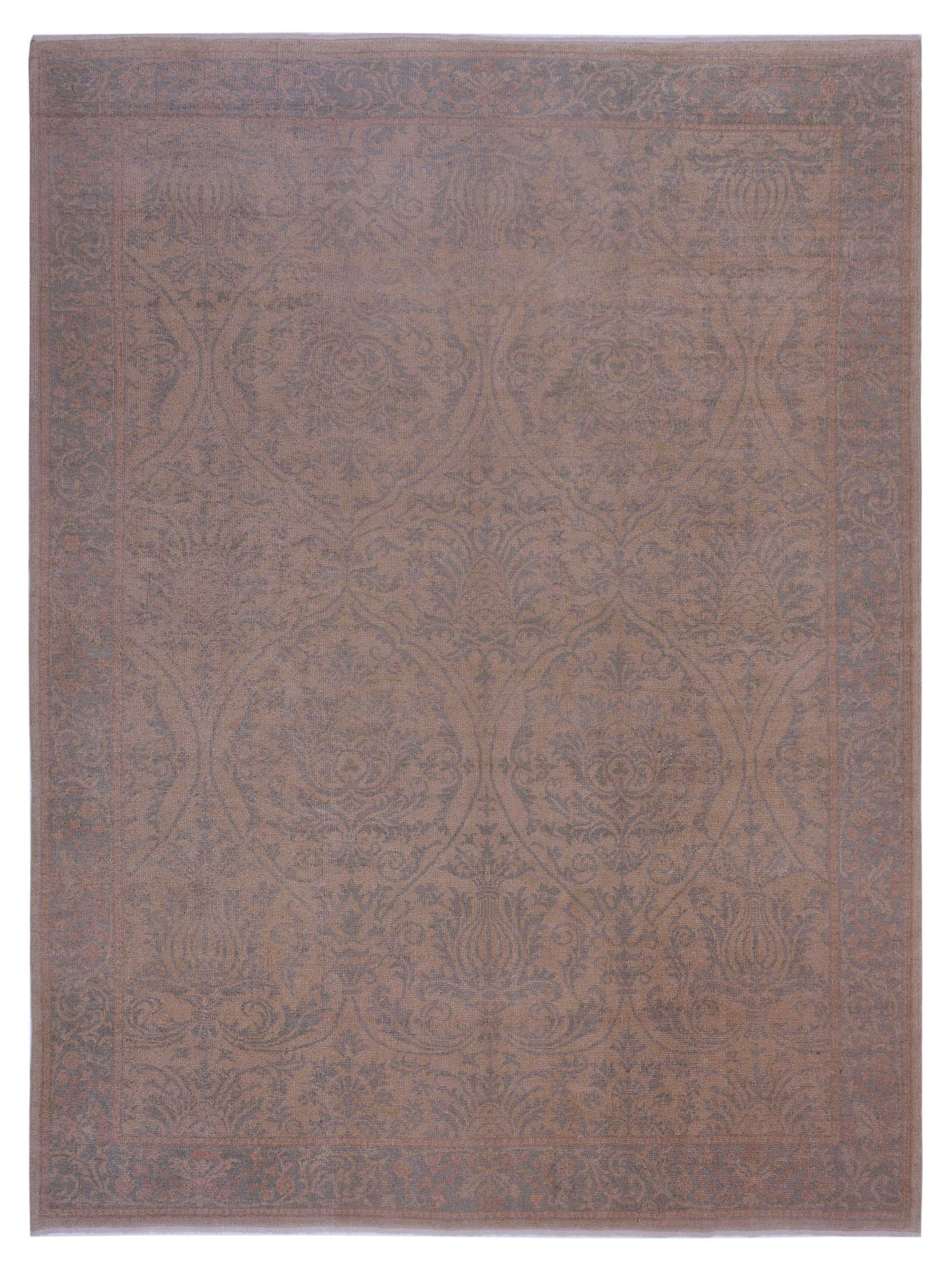 Anadol Oushak 73874 Light Camel Teal Blue 9.5x12.10 Hand Knotted Rug