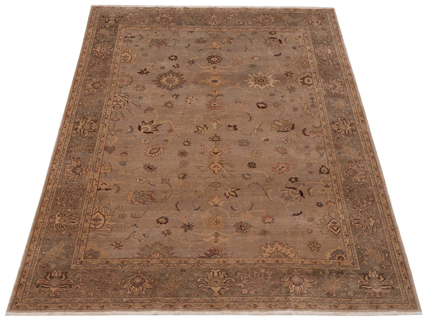 Turkish Elvan 78620 Gray Gray 9.4x12.2 Hand Knotted Rug