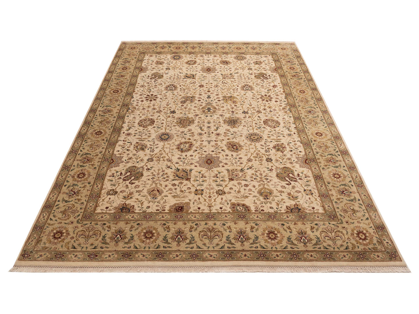 Platinum 82044 Ivory Light Green 10.2x14.1 Hand Knotted Rug