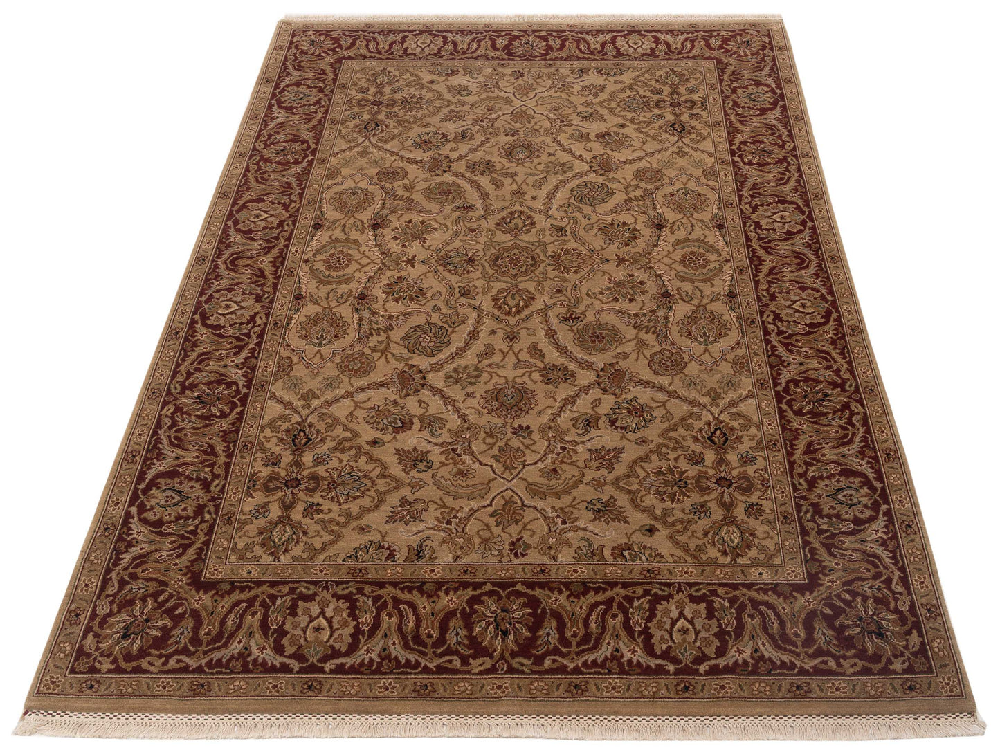 Crown 82678 Beige Red 6.2x9.2 Hand Knotted Rug