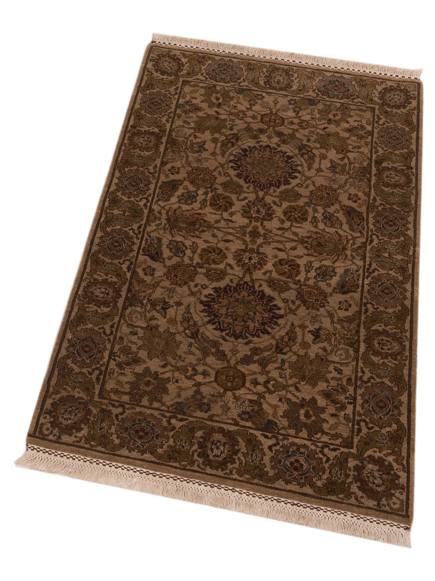 Crown 82703 Beige Brown 3x5 Hand Knotted Rug