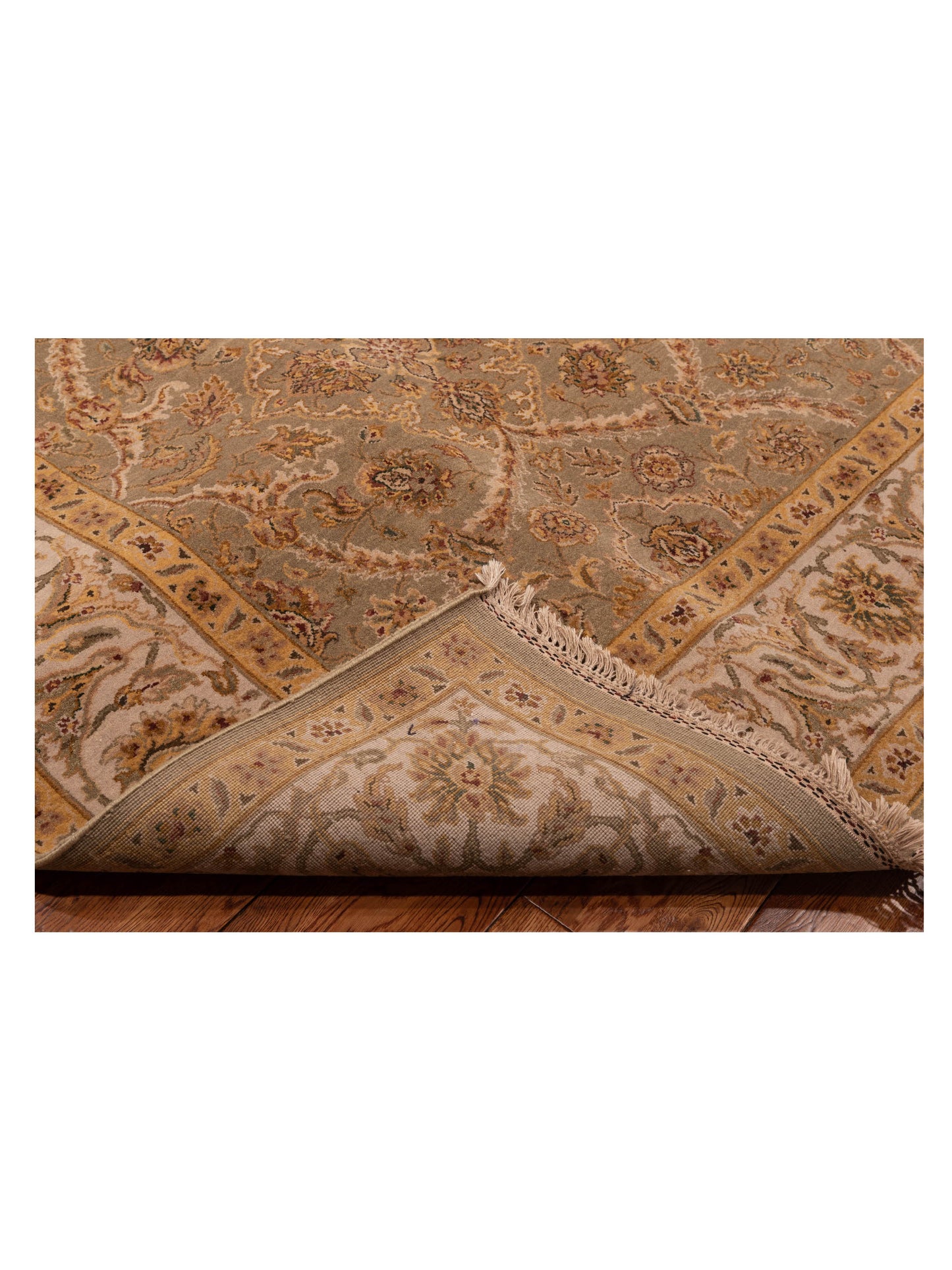 Crown 84587 Sage Green Ivory 9.3x12.3 Hand Knotted Rug