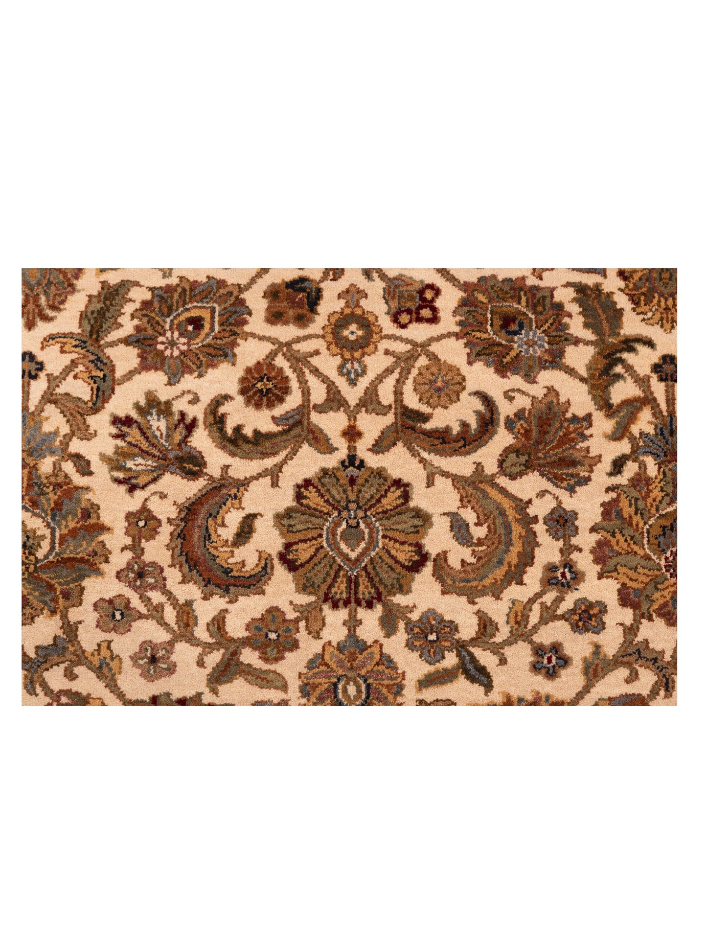 Crown 86166 Ivory Light Green 9.1x12.1 Hand Knotted Rug