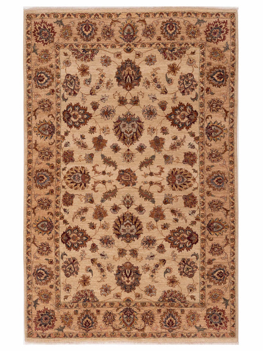 Ghazani 89585 Ivory Gold 6x9 Hand Knotted Rug