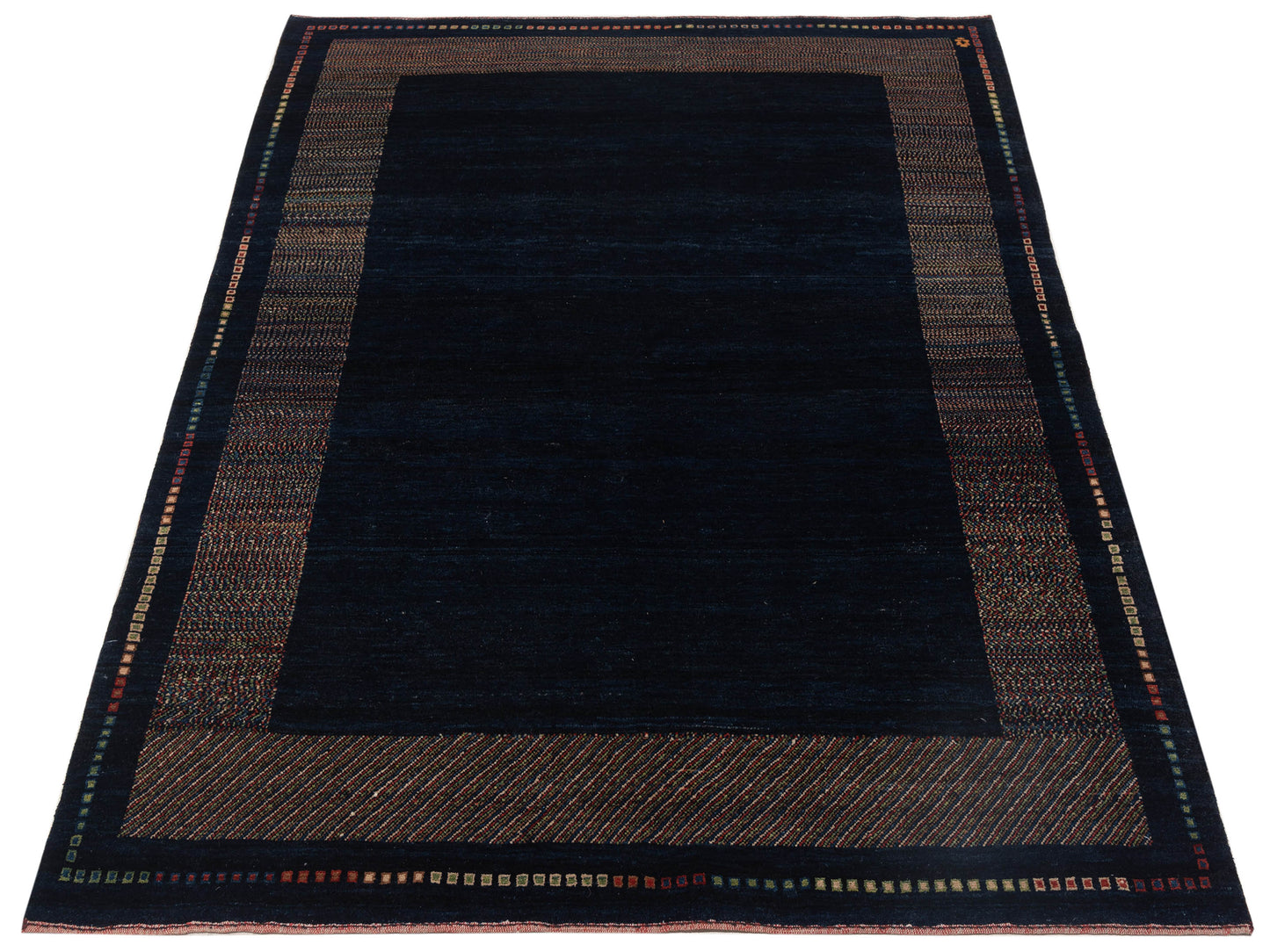 Modern Gabbeh 90316 Blue Blue 6.6x7.10 Hand Knotted Rugs