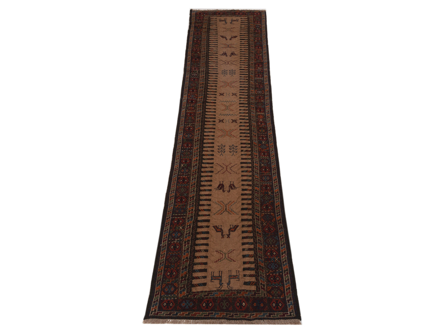 Soumak 92111 Beige Charcoal 2.6x11.11 Hand Woven Rug