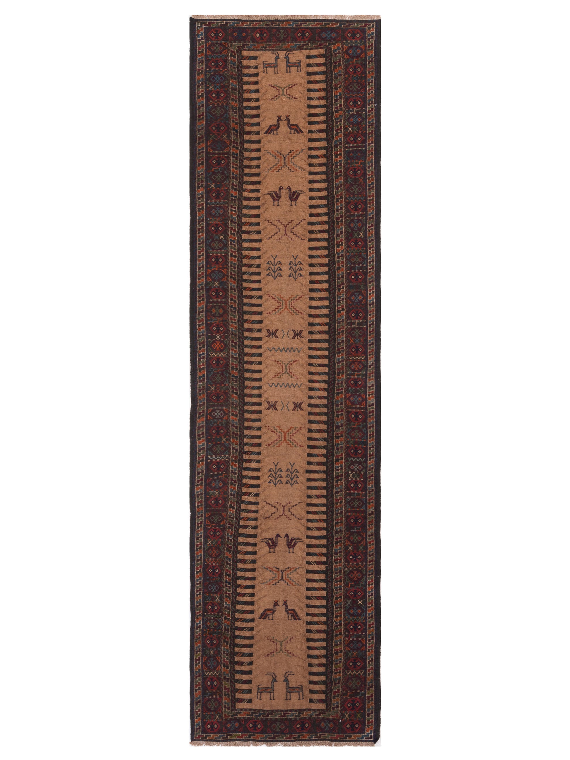 Rajpur Soumak  Beige Charcoal Traditional