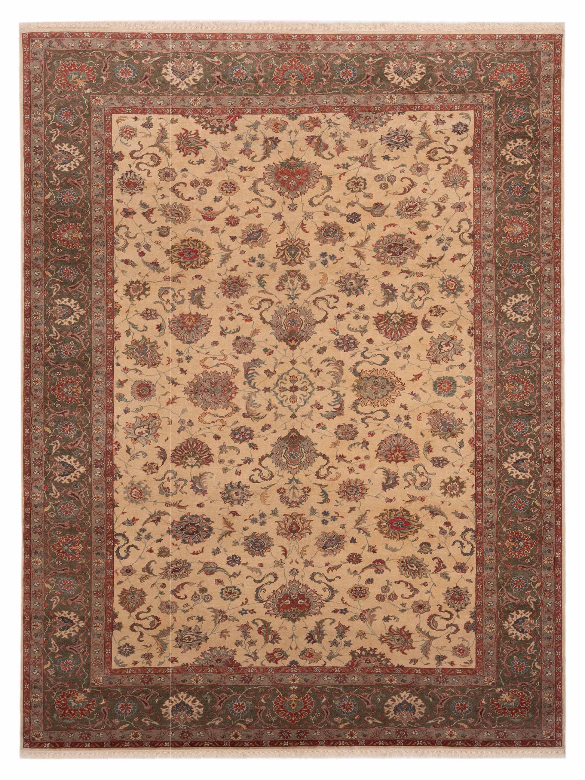 Pasha Antique Loom  Ivory Green Traditional