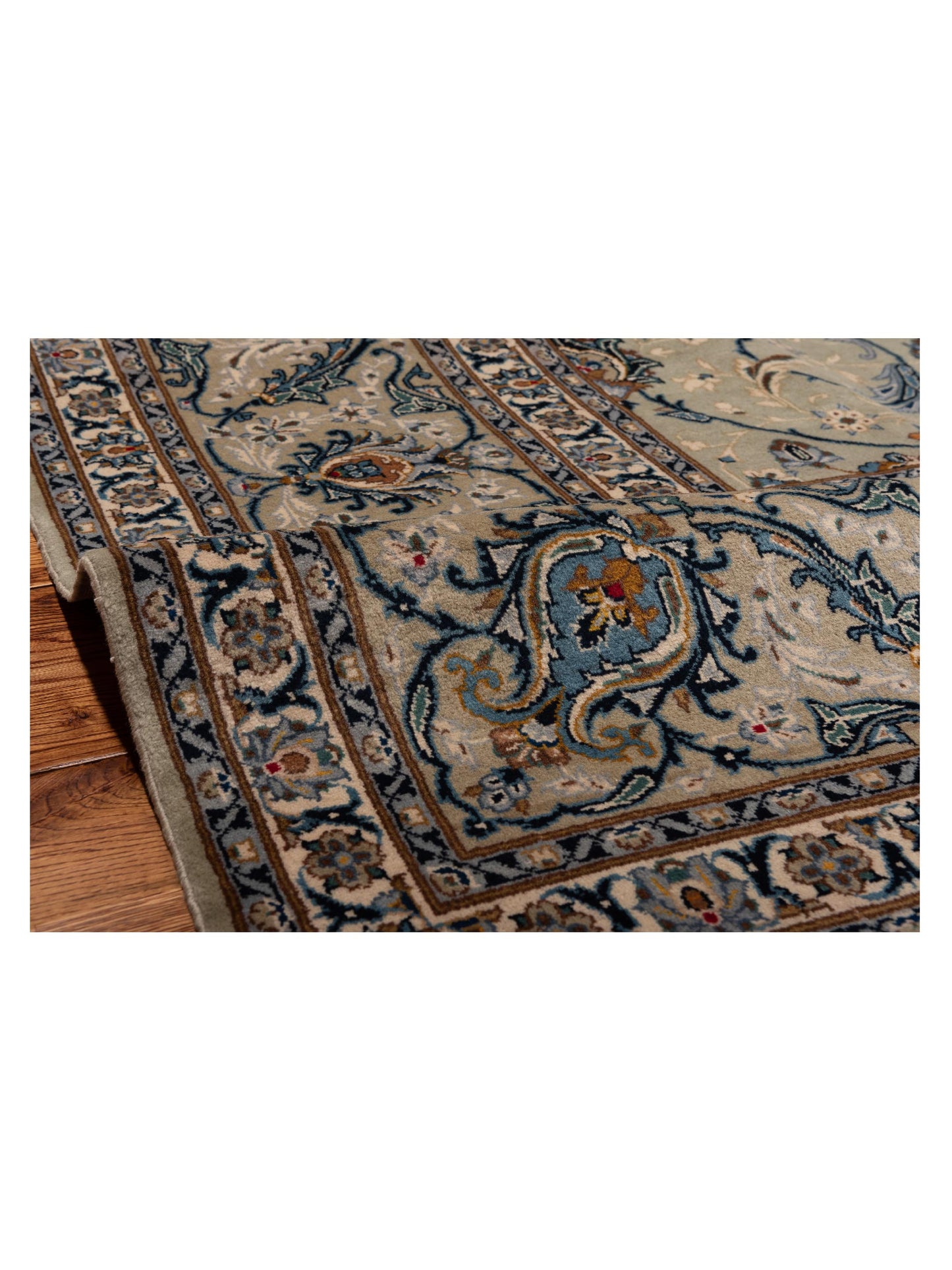 Antique Heirloom 93376 Sage Green Silver 10.8x13.6 Hand Knotted Rug