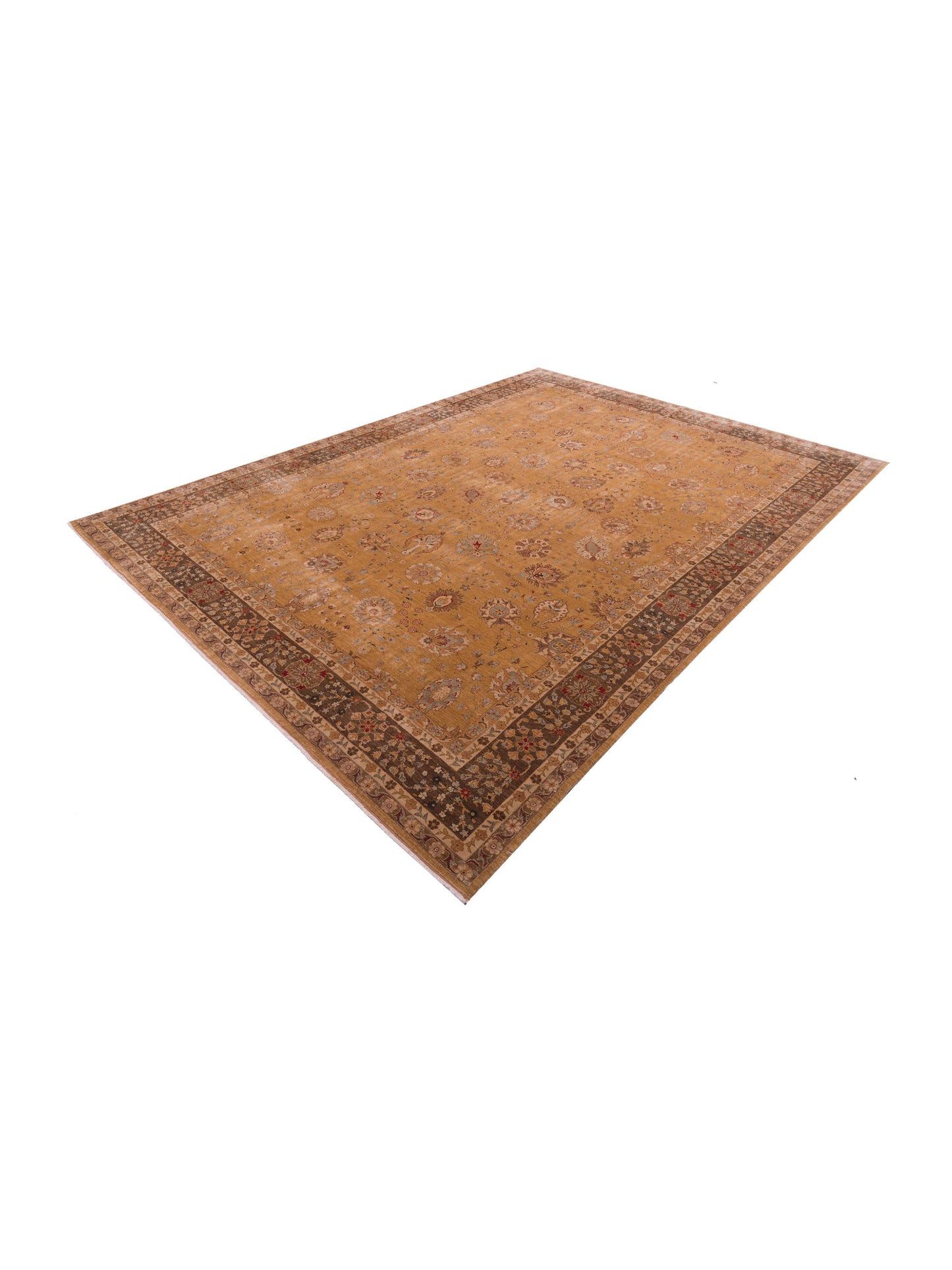 Firuze Zeyno Gold Brown 10x13.11 Hand Knotted Rug