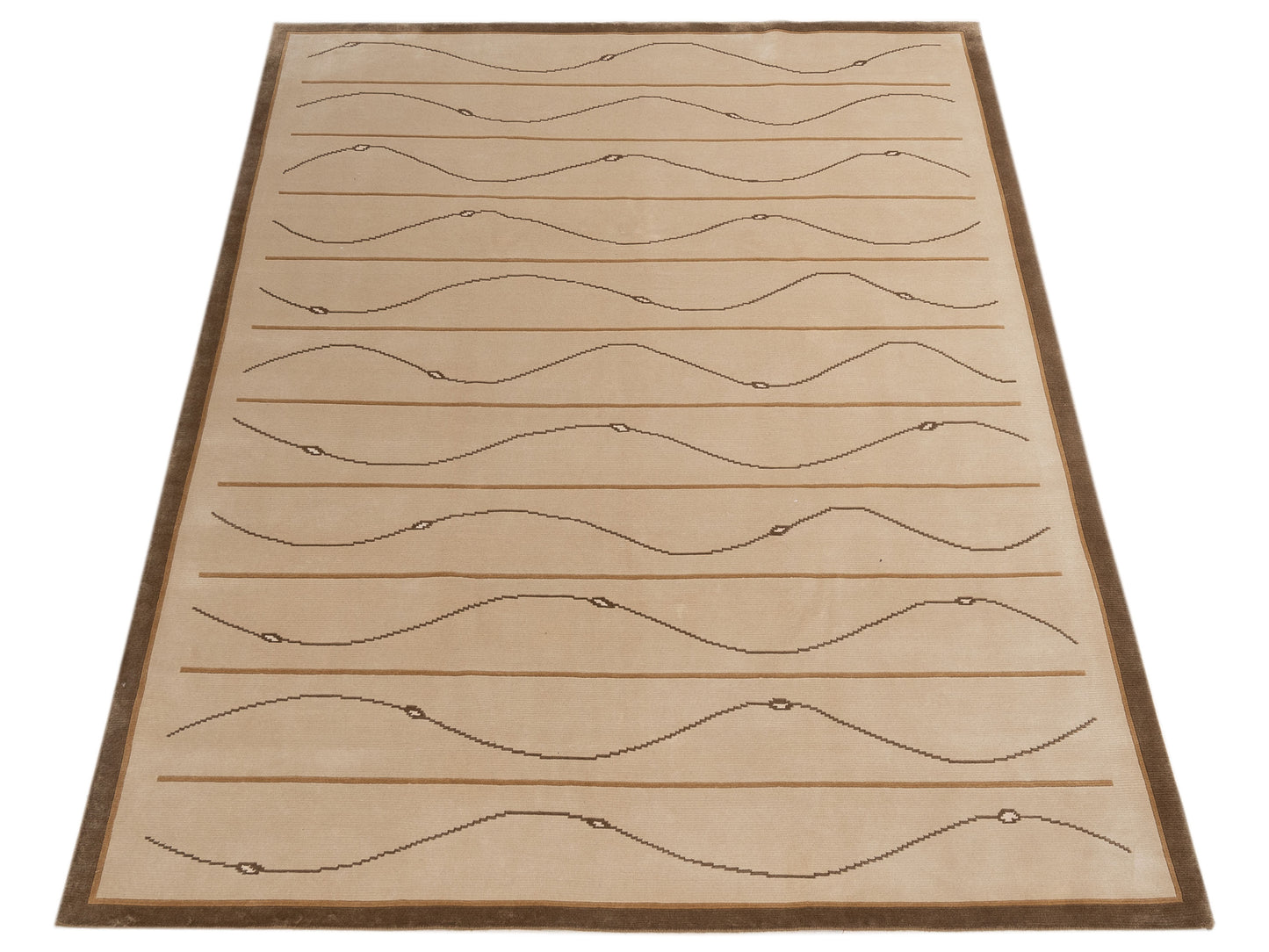 Himalayan 96110 Ivory Green 8.4x9.11 Hand Knotted Rug