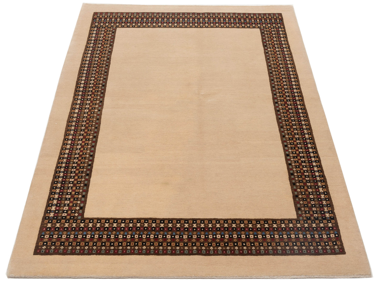 Gabbeh 96224 Ivory Brown 5.10x7.11 Hand Knotted Rug