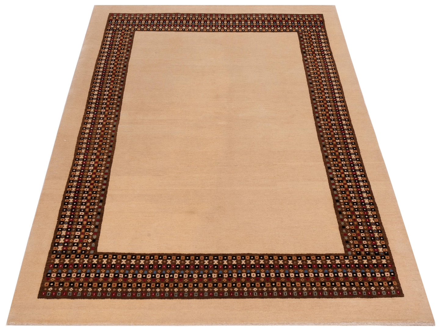 Rajpur Gabbeh  Ivory Brown Contemporary