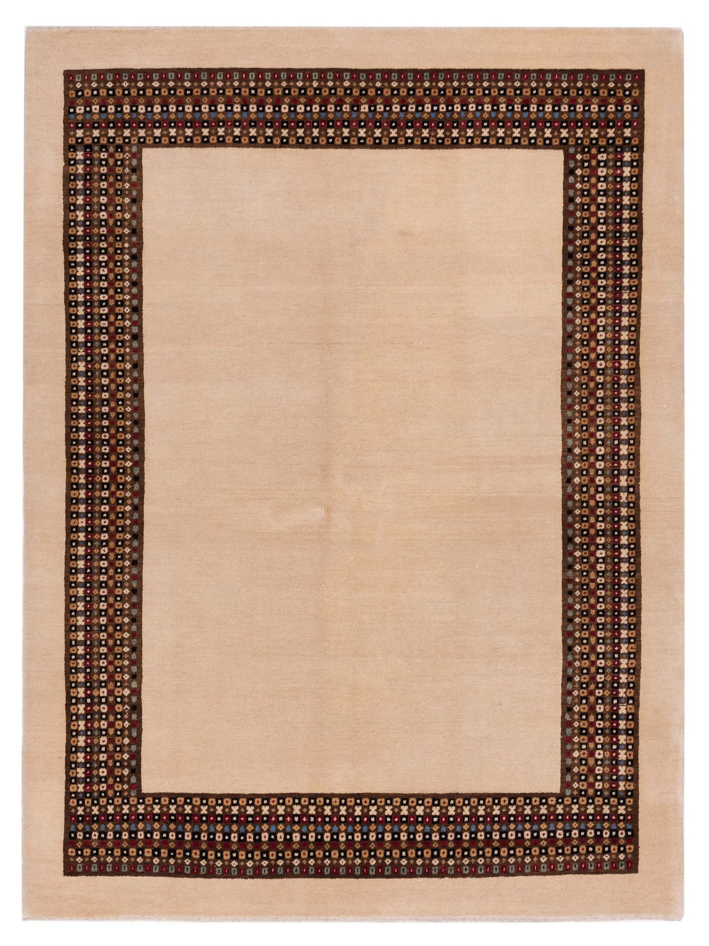 Gabbeh 96224 Ivory Brown 5.10x7.11 Hand Knotted Rug