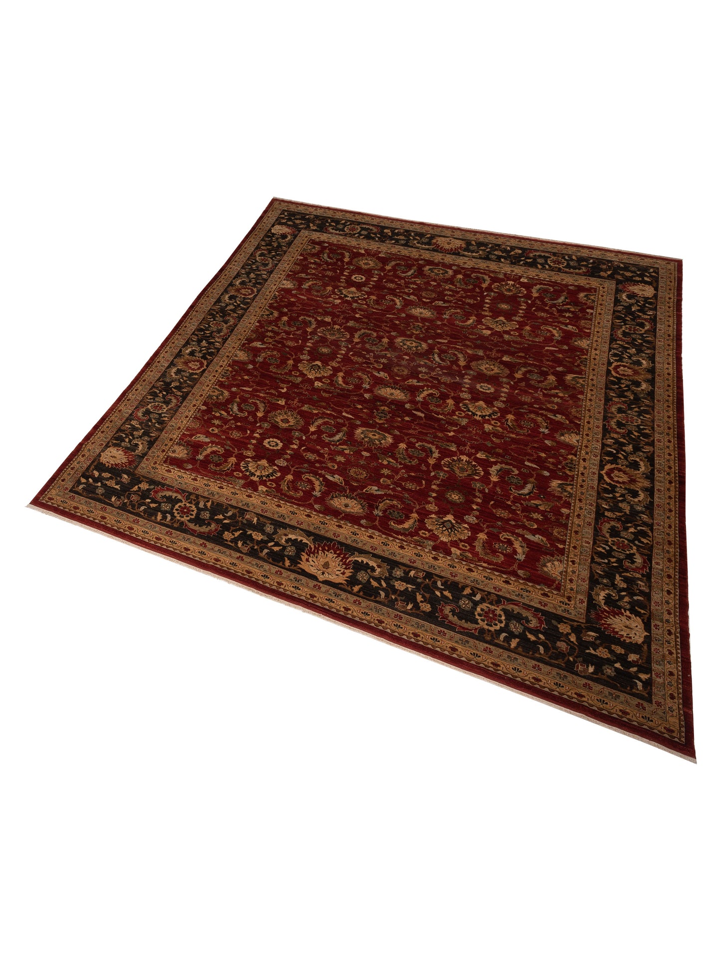 Narin Cemile Red Black 14.7x15.4 Hand Knotted Rug