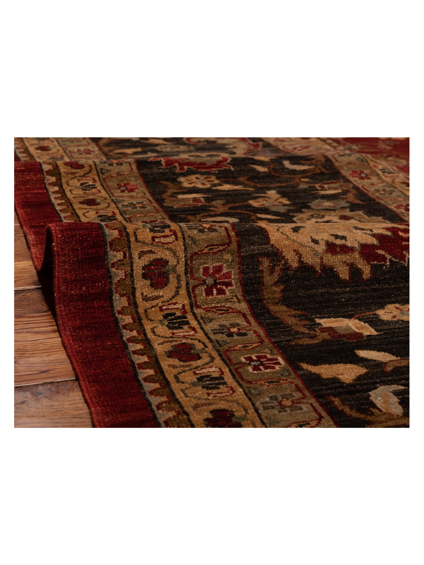 Narin Cemile Red Black 14.7x15.4 Hand Knotted Rug