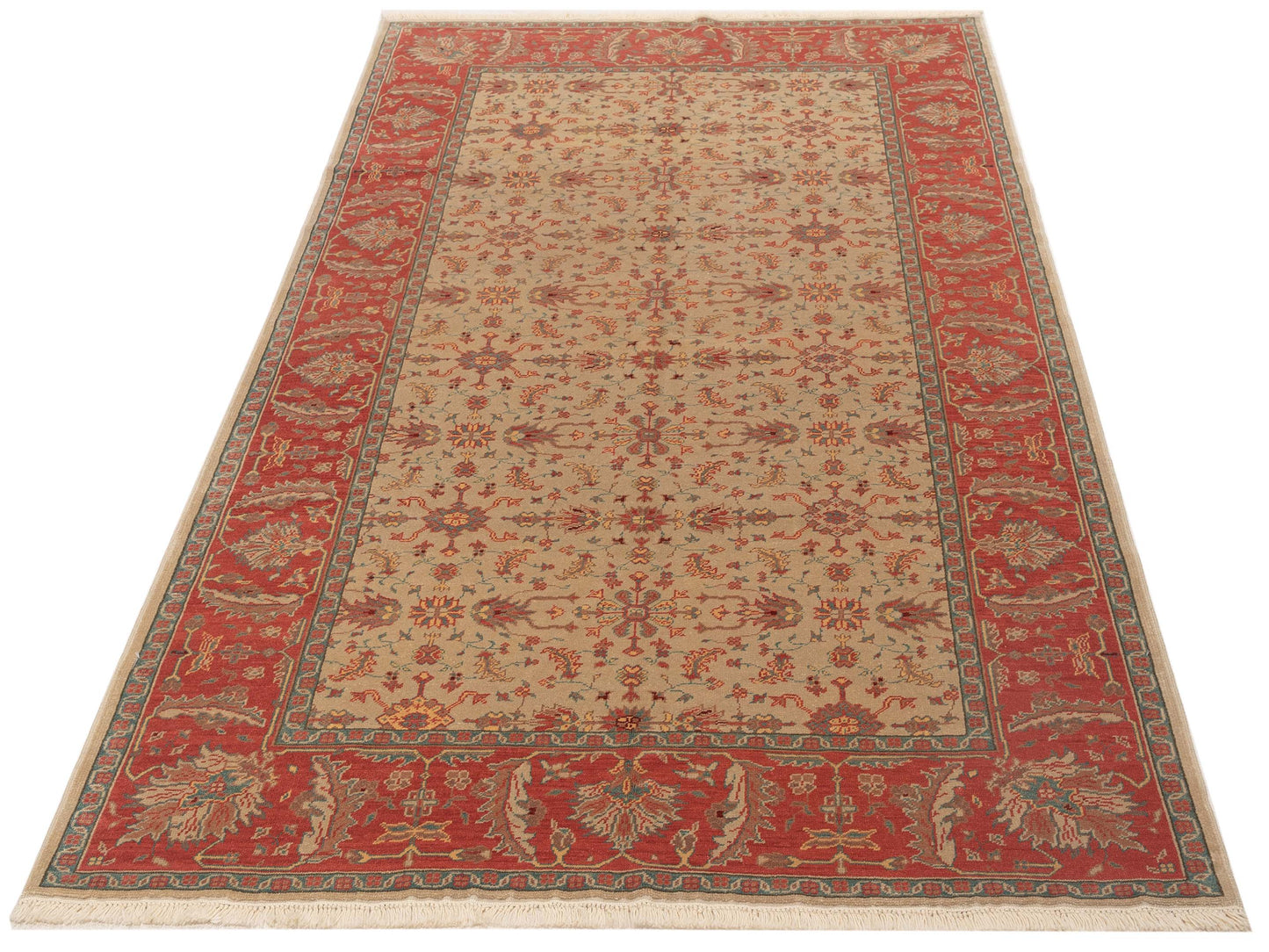 Antique Loom 97575 Ivory Rust 6.3x8.11 Hand Knotted Rug