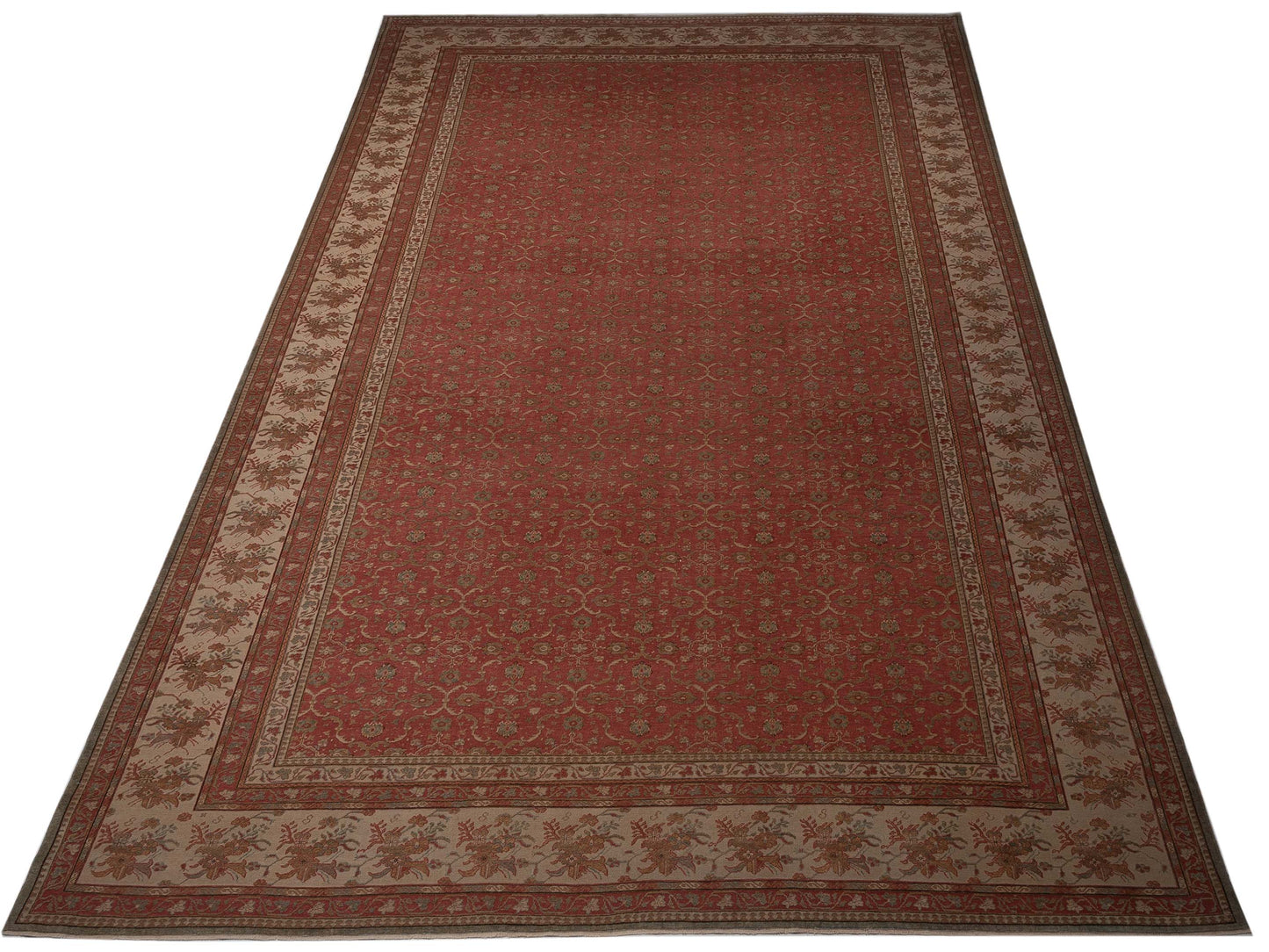 Antique Loom 98156 Rust Ivory 12.4x18.9 Hand Knotted Rug