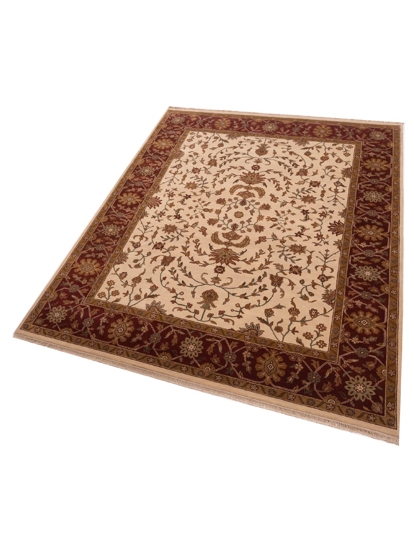 Jahan 98883 Ivory Burgundy 9.2x11.11 Hand Knotted Rug