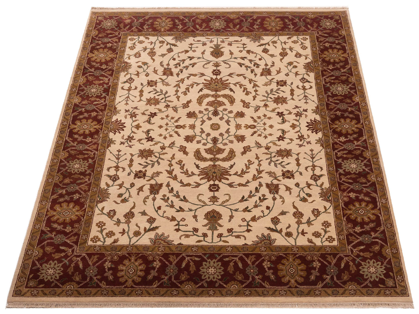 Jahan 98883 Ivory Burgundy 9.2x11.11 Hand Knotted Rug