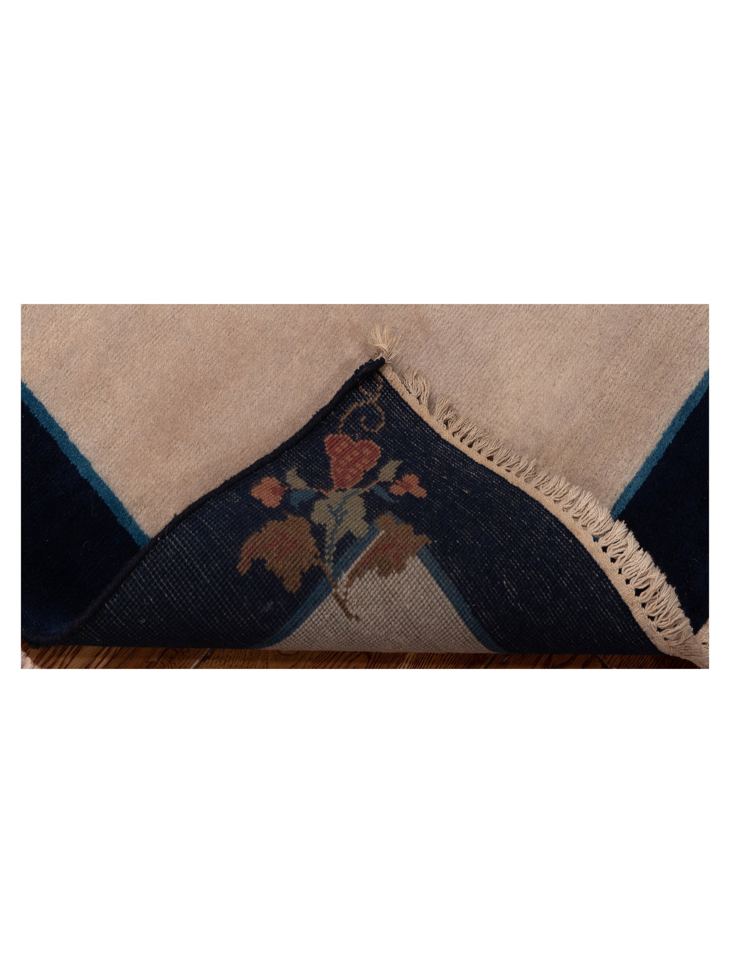 Lilac 103121 Beige Navy 3x4.11 Hand Knotted Rug