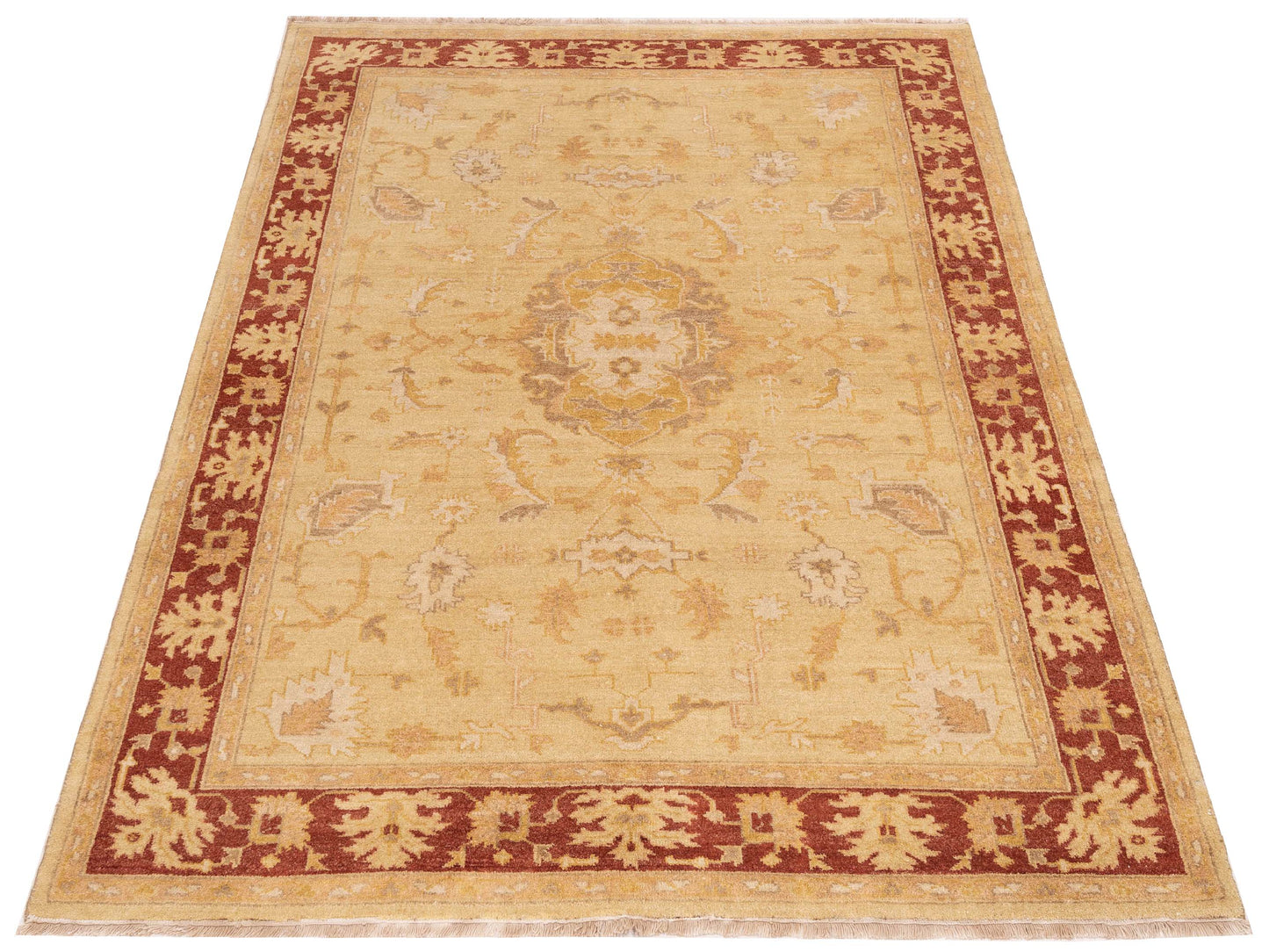 Lilac 103321 Yellow Rust 5.8x7.9 Hand Knotted Rug