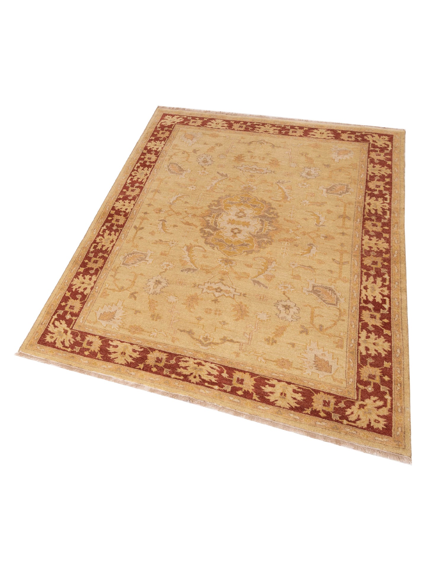 Lilac 103321 Yellow Rust 5.8x7.9 Hand Knotted Rug