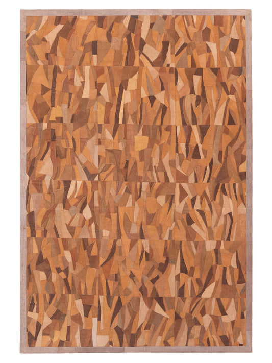Leather 103673 Brown Brown 6x9 Hand Woven Rug