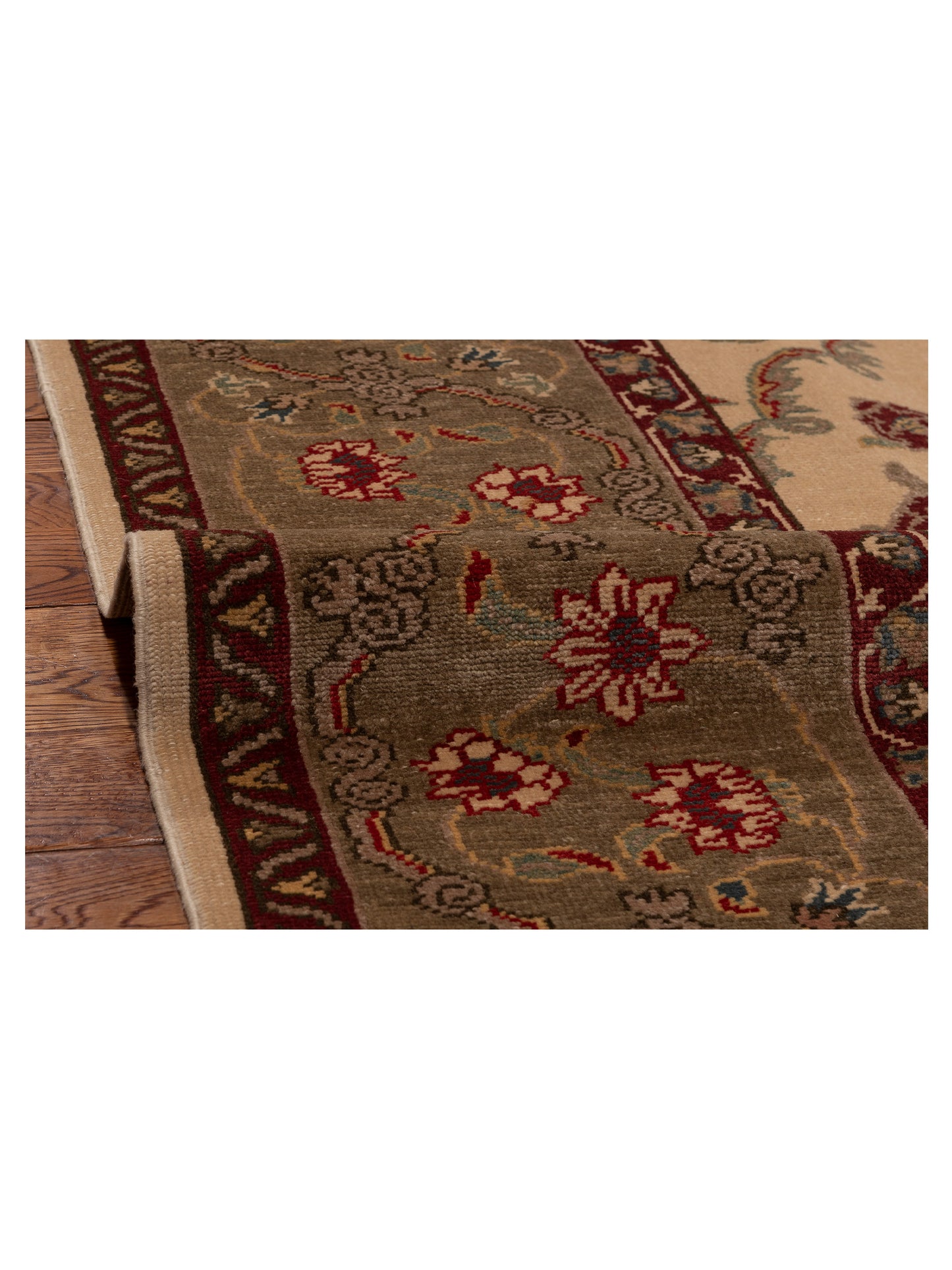 Antique Loom 104371 Ivory Green 10.4x14.5 Hand Knotted Rug